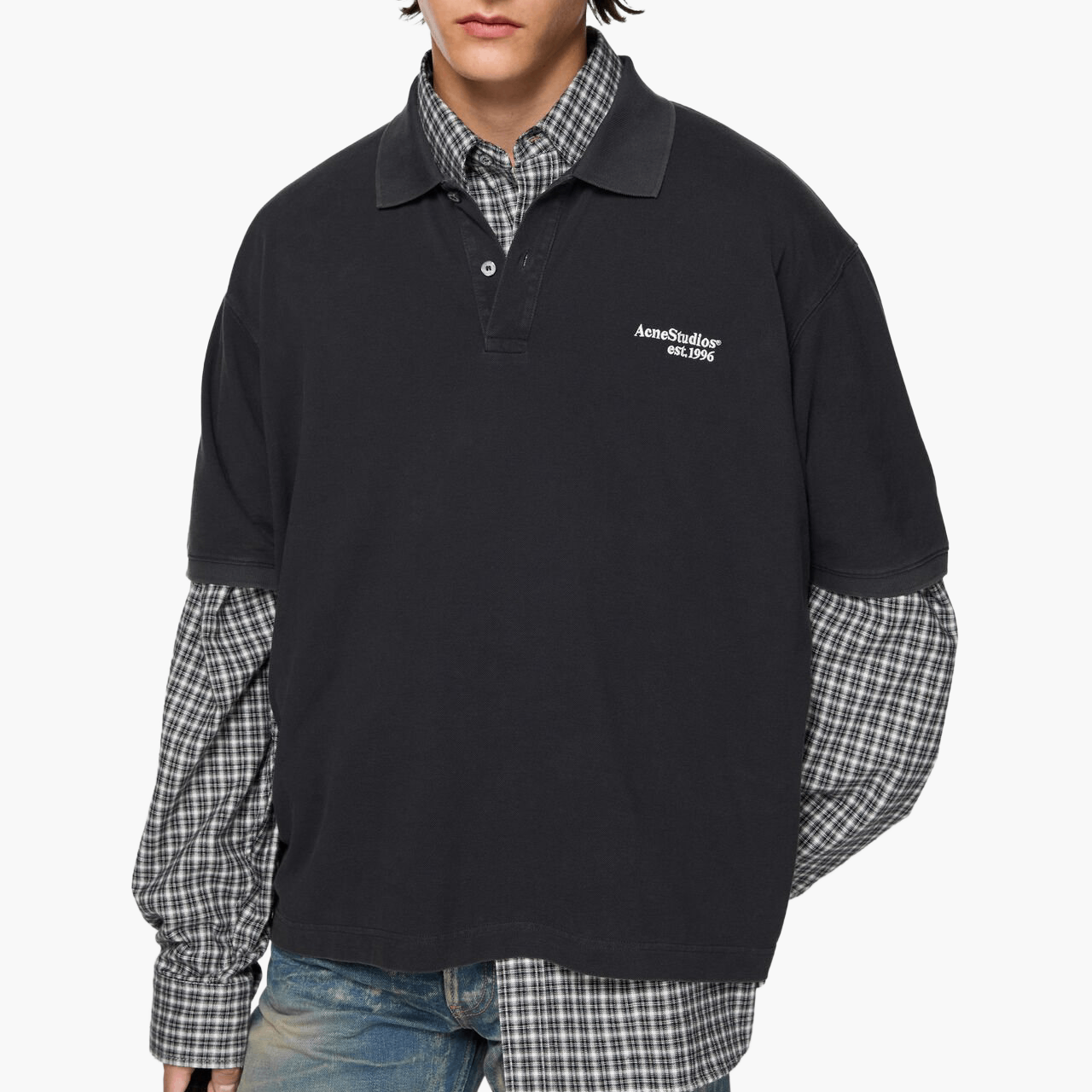 Polo washed logo coupe relaxed — Noir