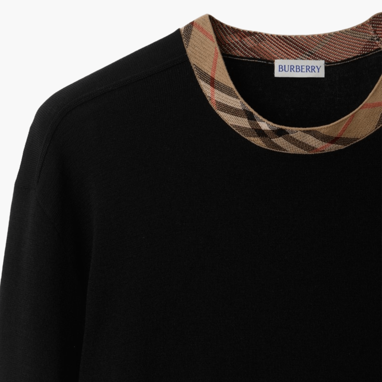 Pull Burberry Check Trim noir