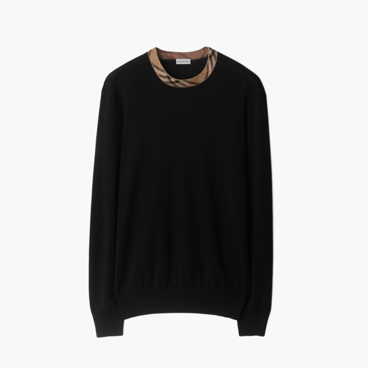 Pull Burberry Check Trim noir