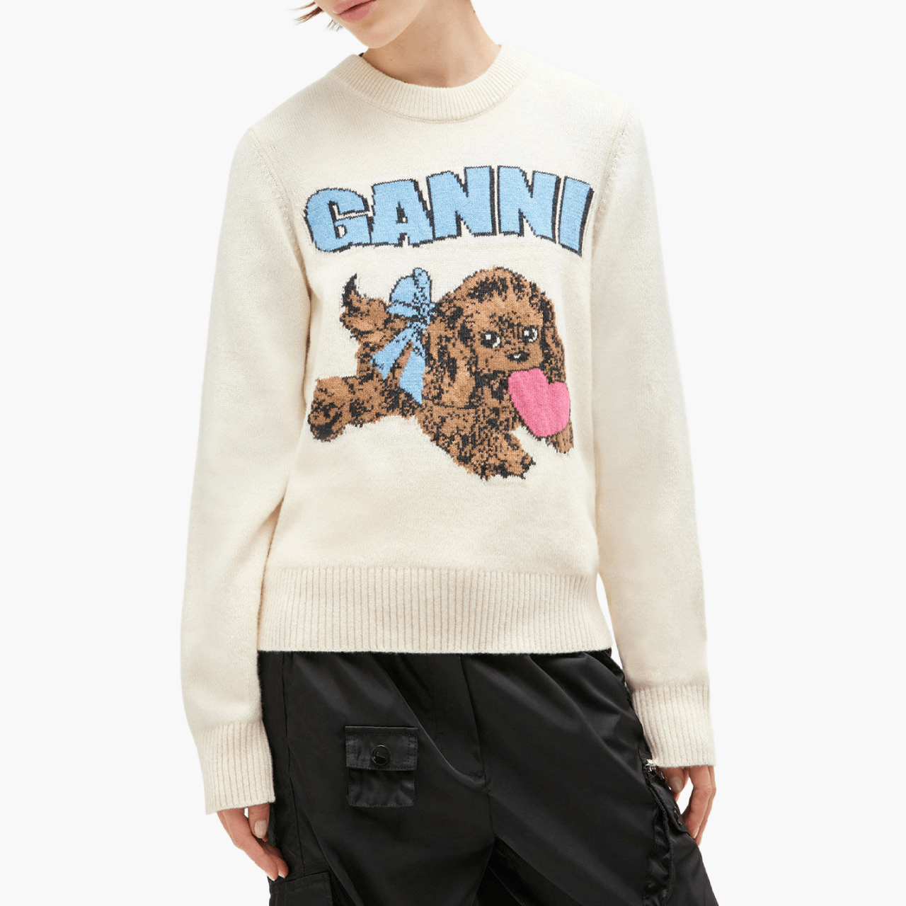 Pull Ganni Chiot Ivoire Egret