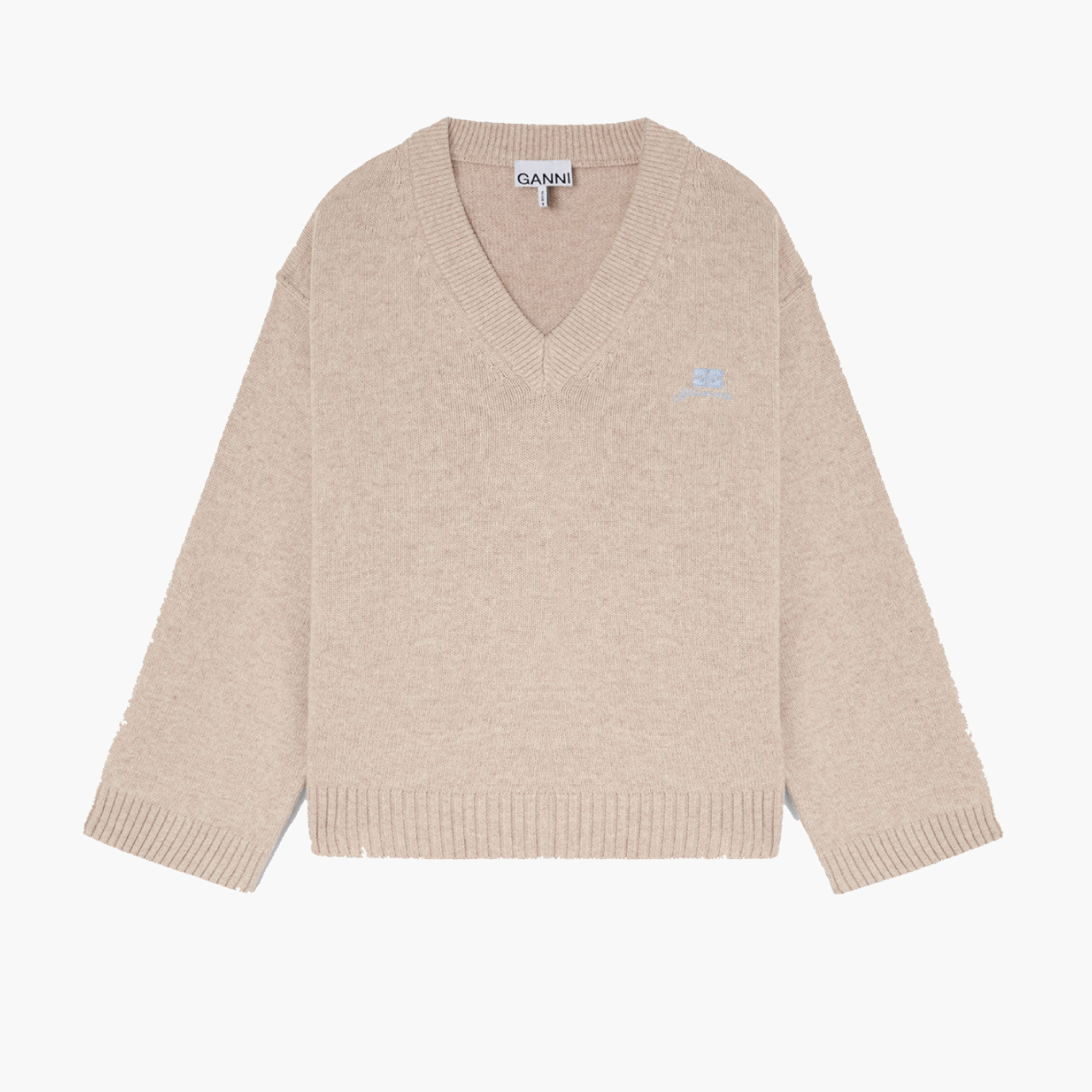 Pull Ganni V Laine Beige Sand