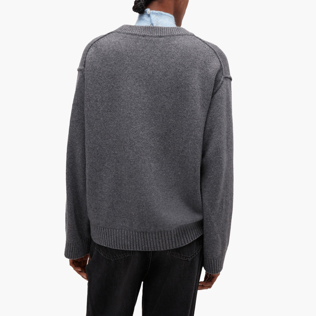 Pull Ganni V Laine Gris Charcoal