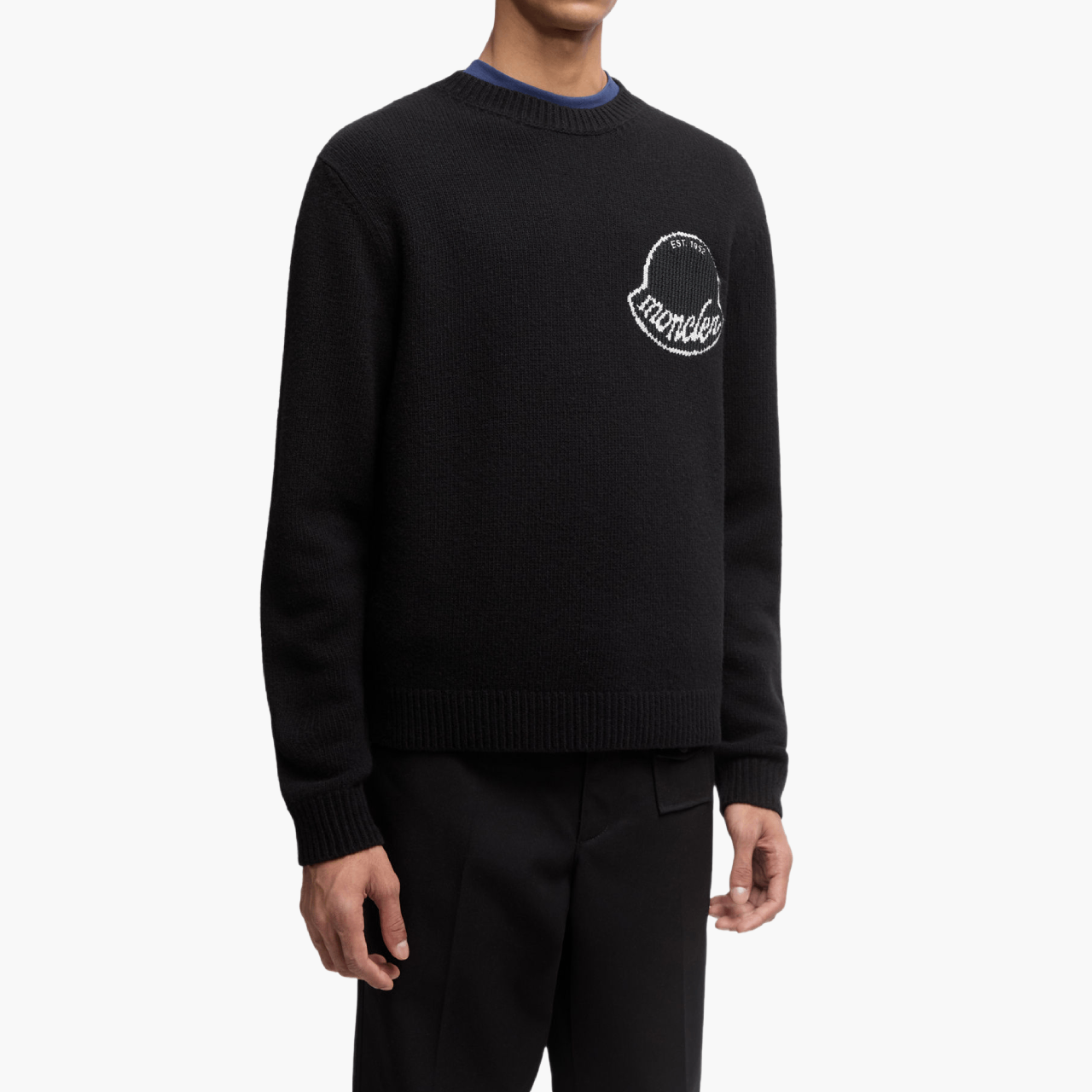 Pull Moncler logo brodé noir