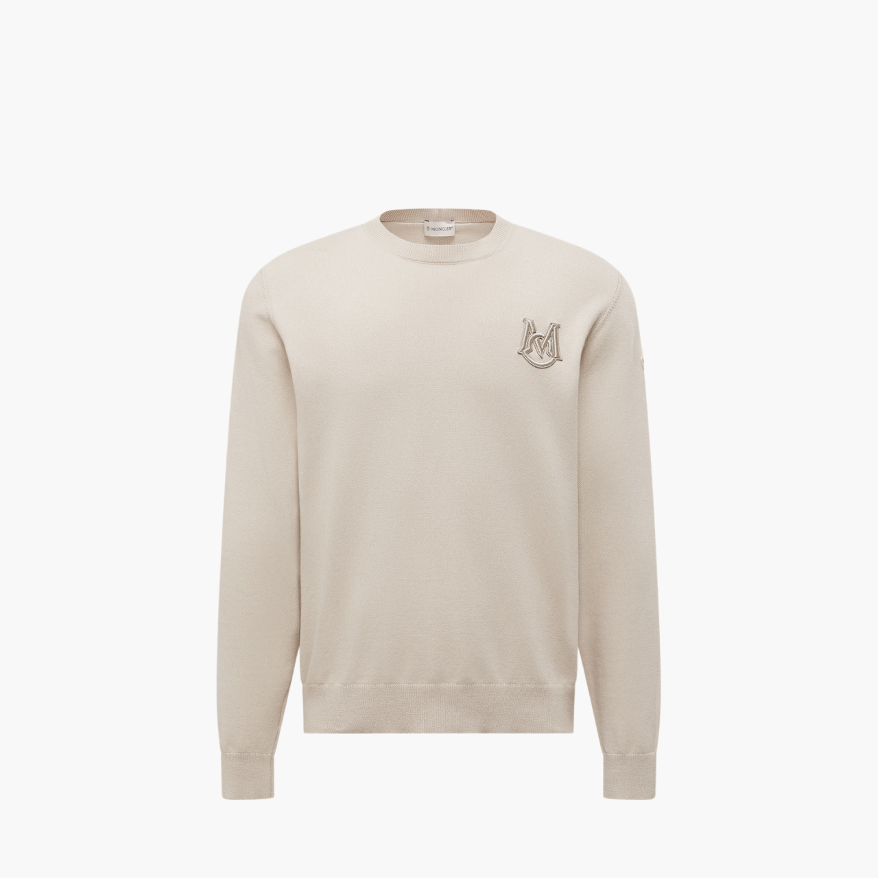 Pull Moncler monogramme brodé beige