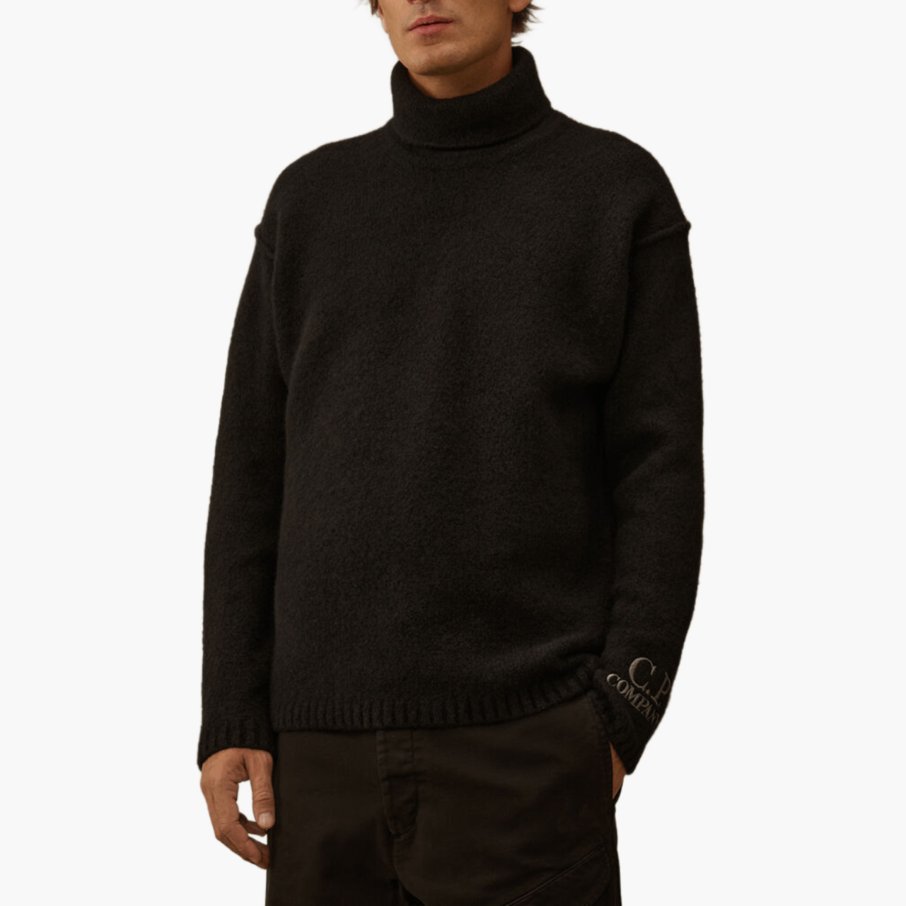 Pull C.P. Company col roulé noir laine merinos