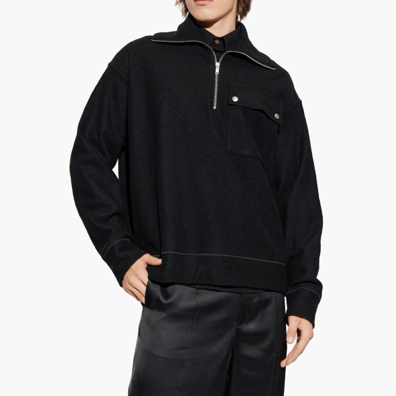 Pull Jil Sander Half-Zip noir