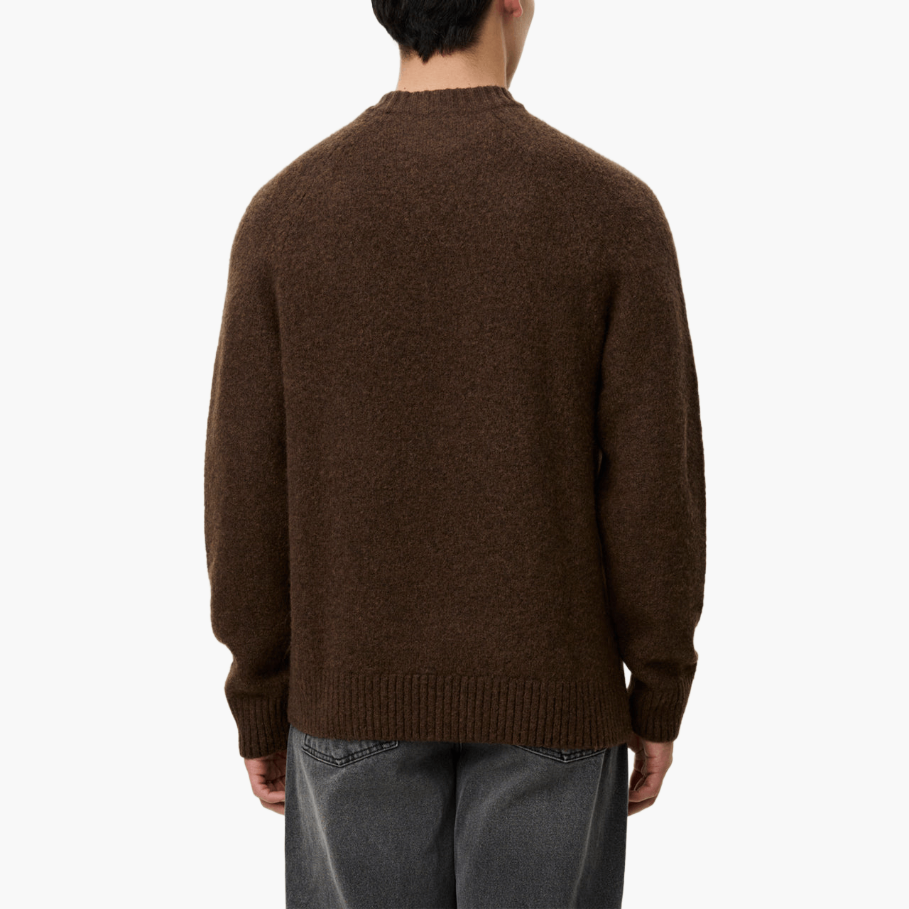 Pull col rond laine–alpaga Slate Brown
