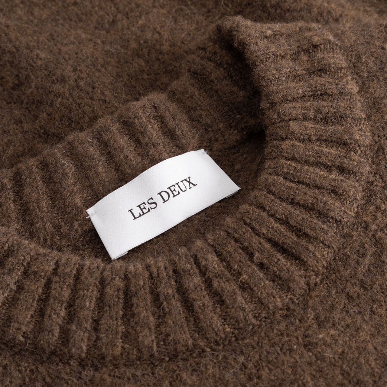 Pull col rond laine–alpaga Slate Brown