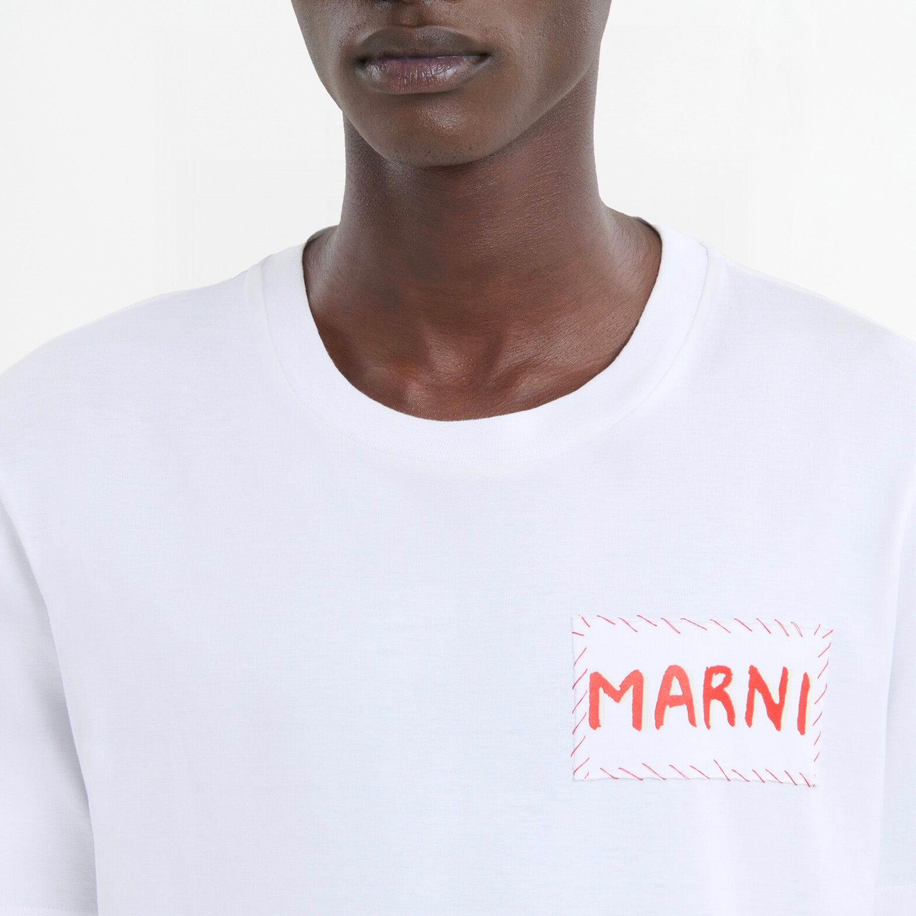 T-shirt Marni Logo Patch Blanc