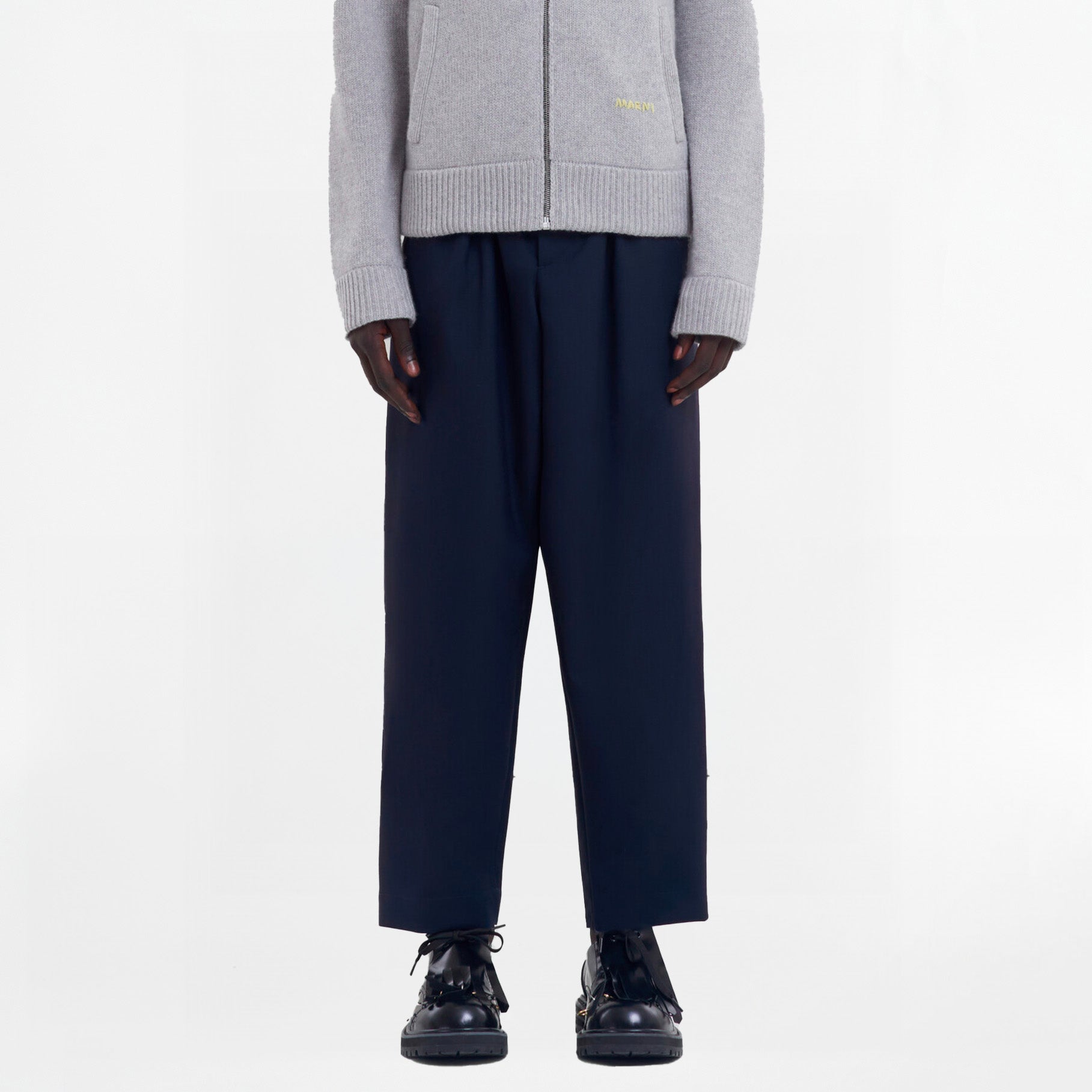 Pantalon Marni Tropical Wool Cropped Bleu Profond