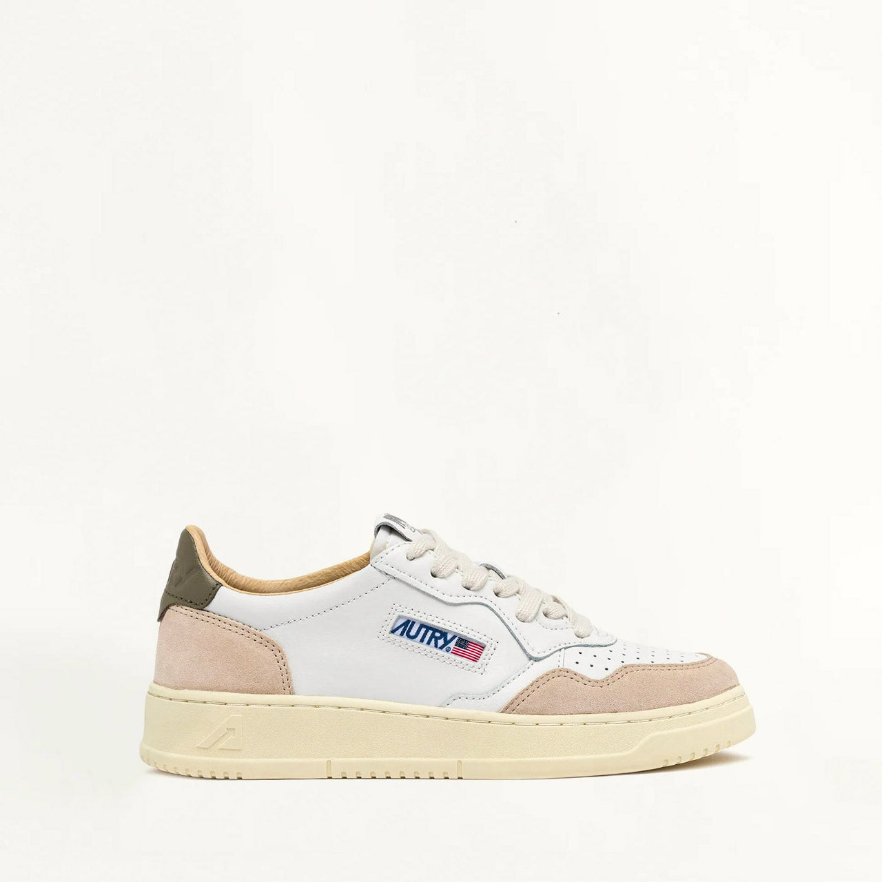 Sneakers Autry Medalist Suede Beige et Verte LS77