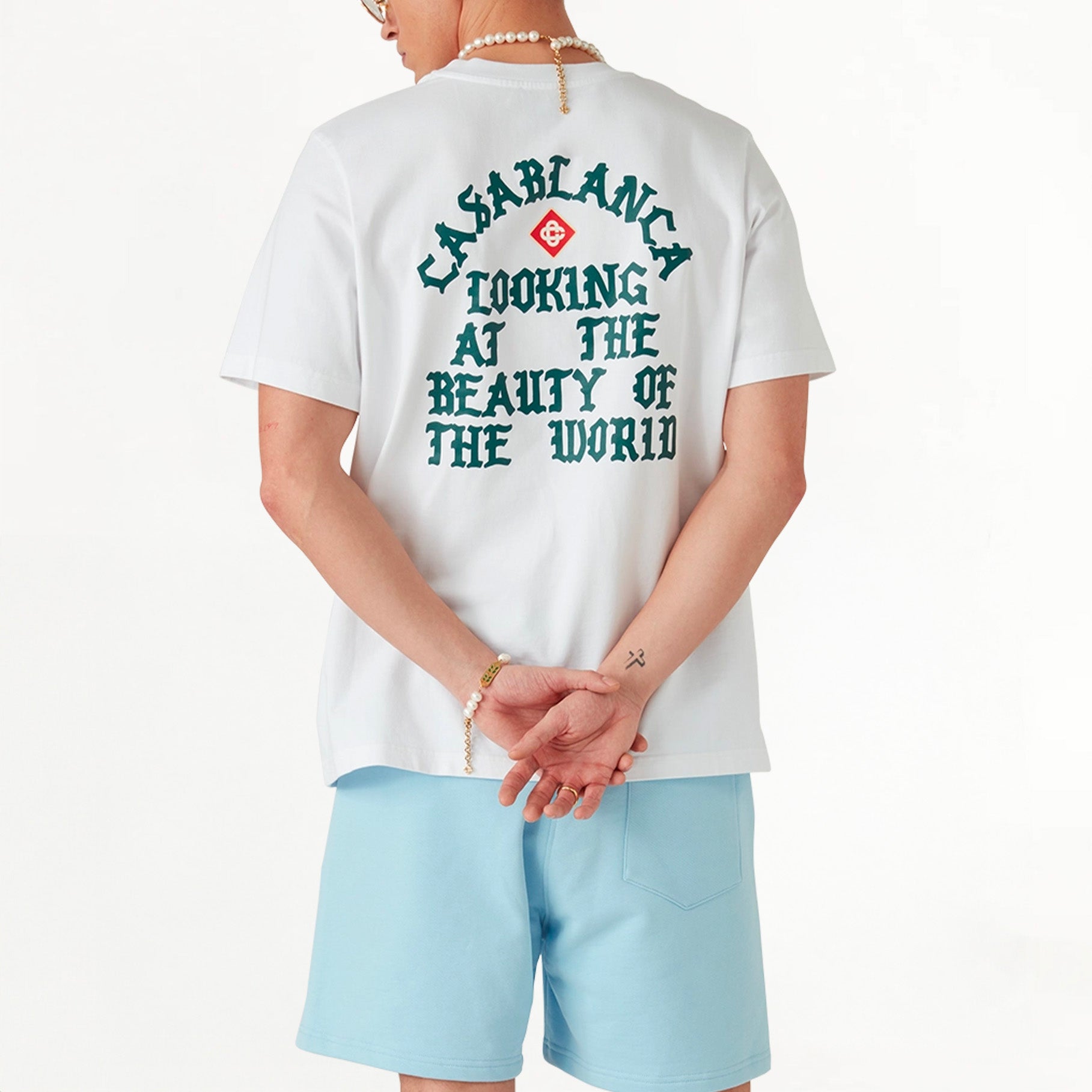 T-shirt Casablanca Beauty of The World Blanc/Vert