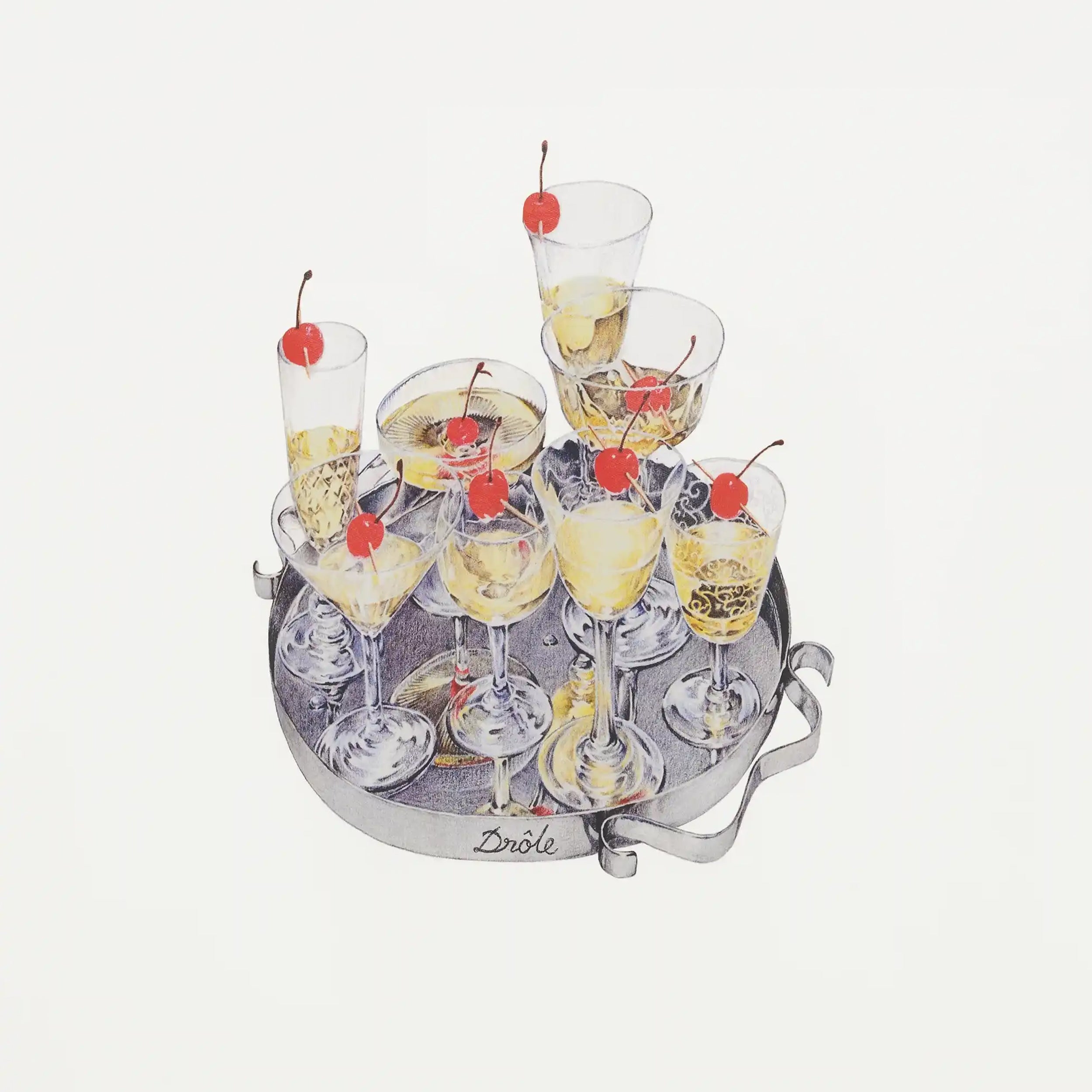 T-shirt Drôle de Monsieur Cocktails Blanc