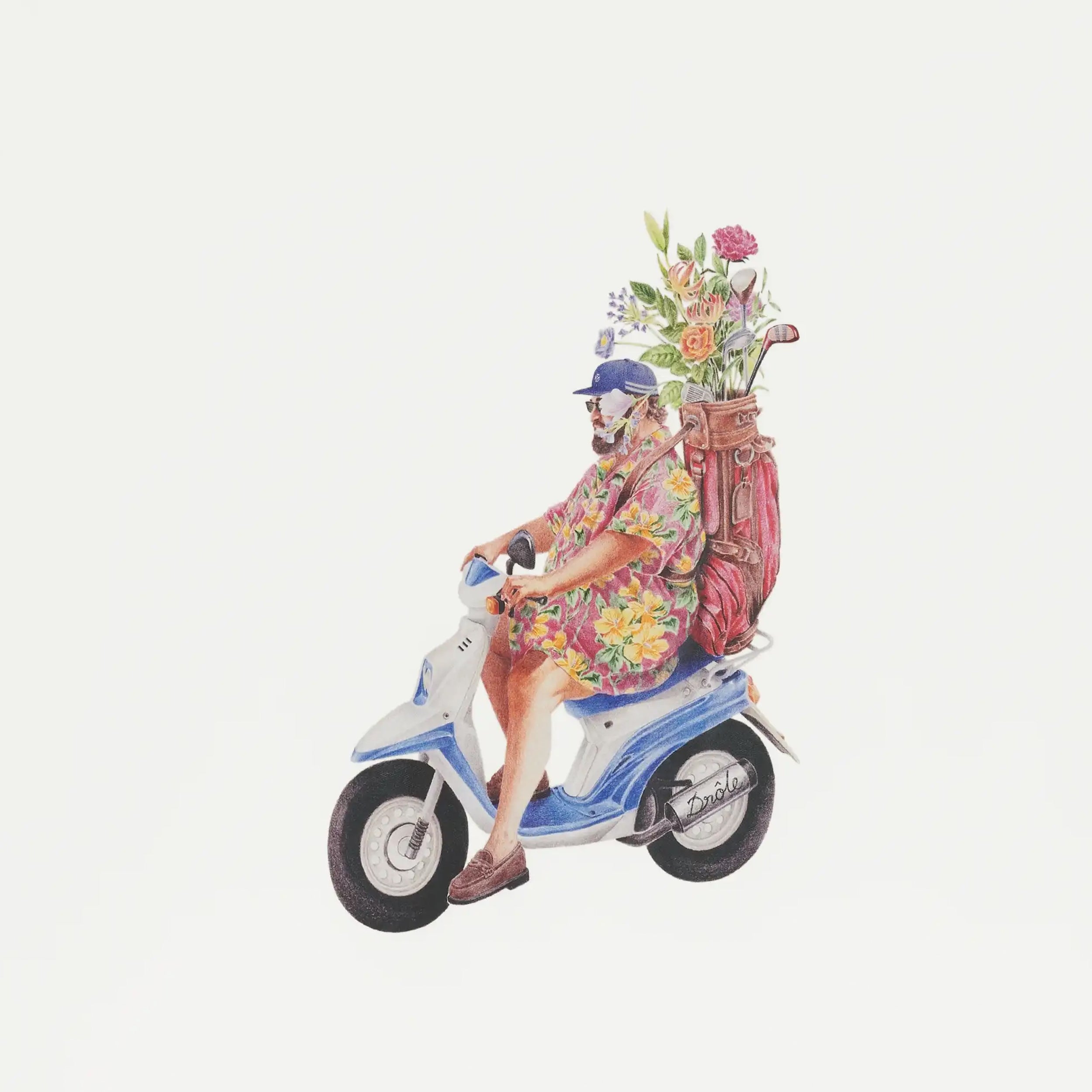 T-shirt Drôle de Monsieur Scooter Blanc