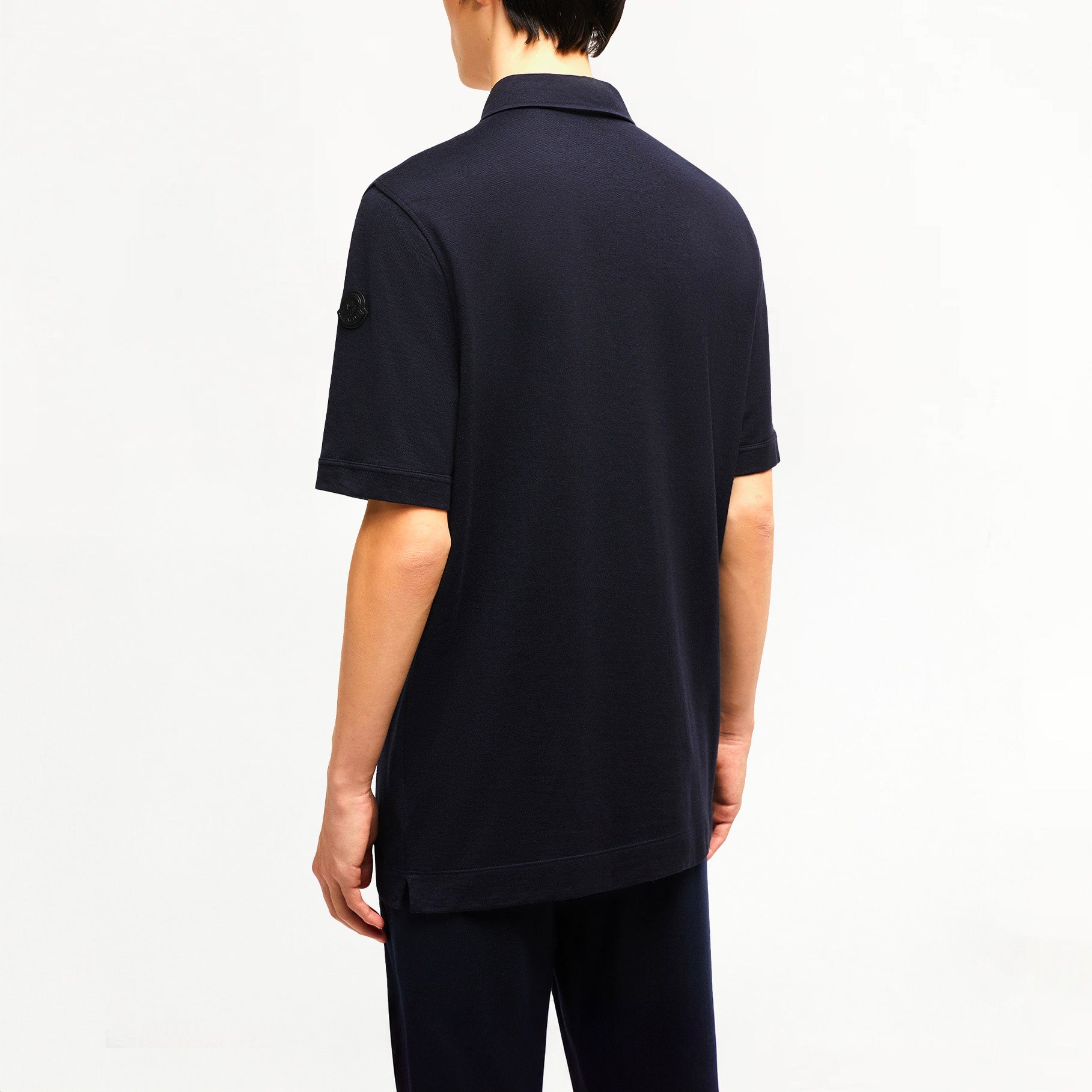Polo Moncler Logo Cuir Bleu Marine