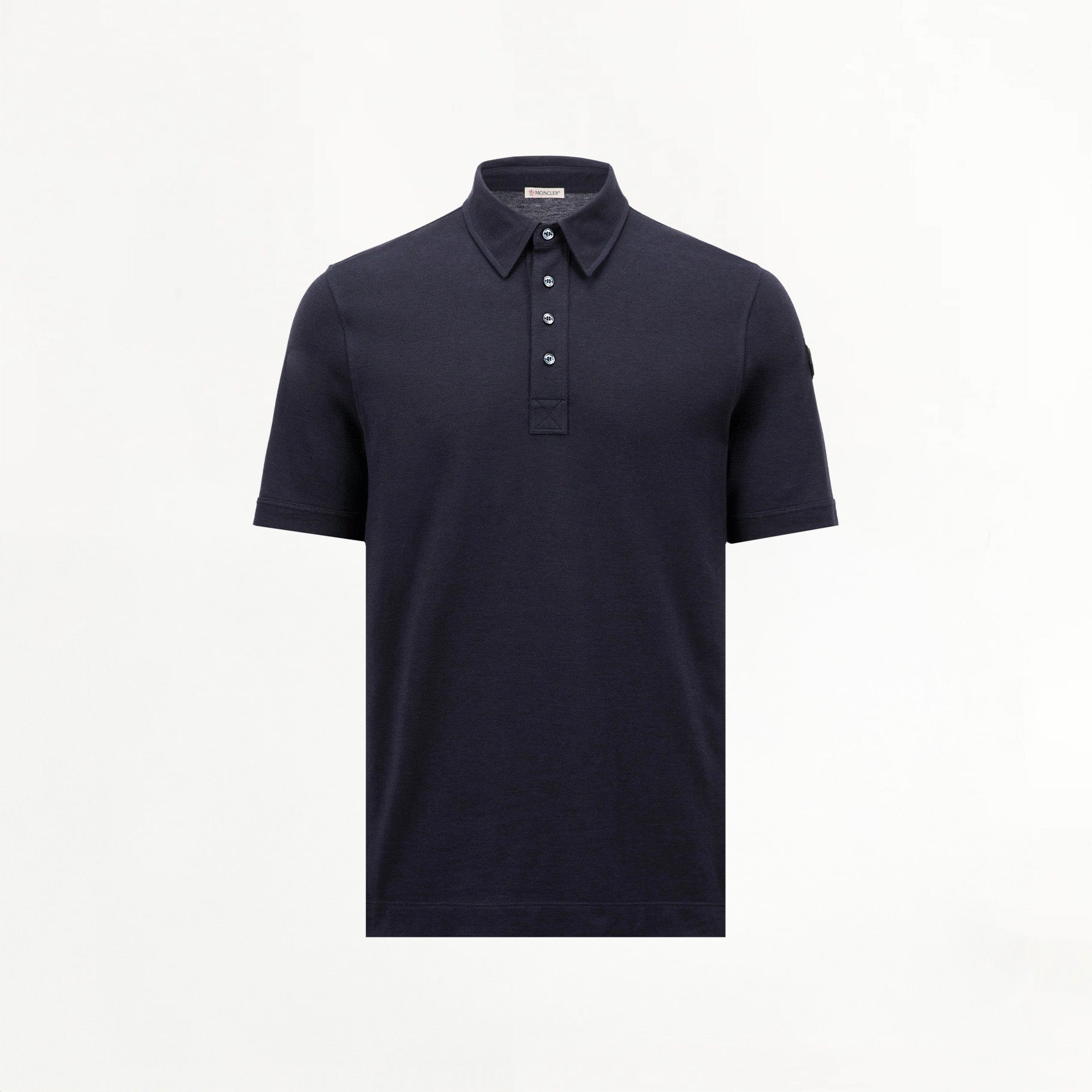Polo Moncler Logo Cuir Bleu Marine