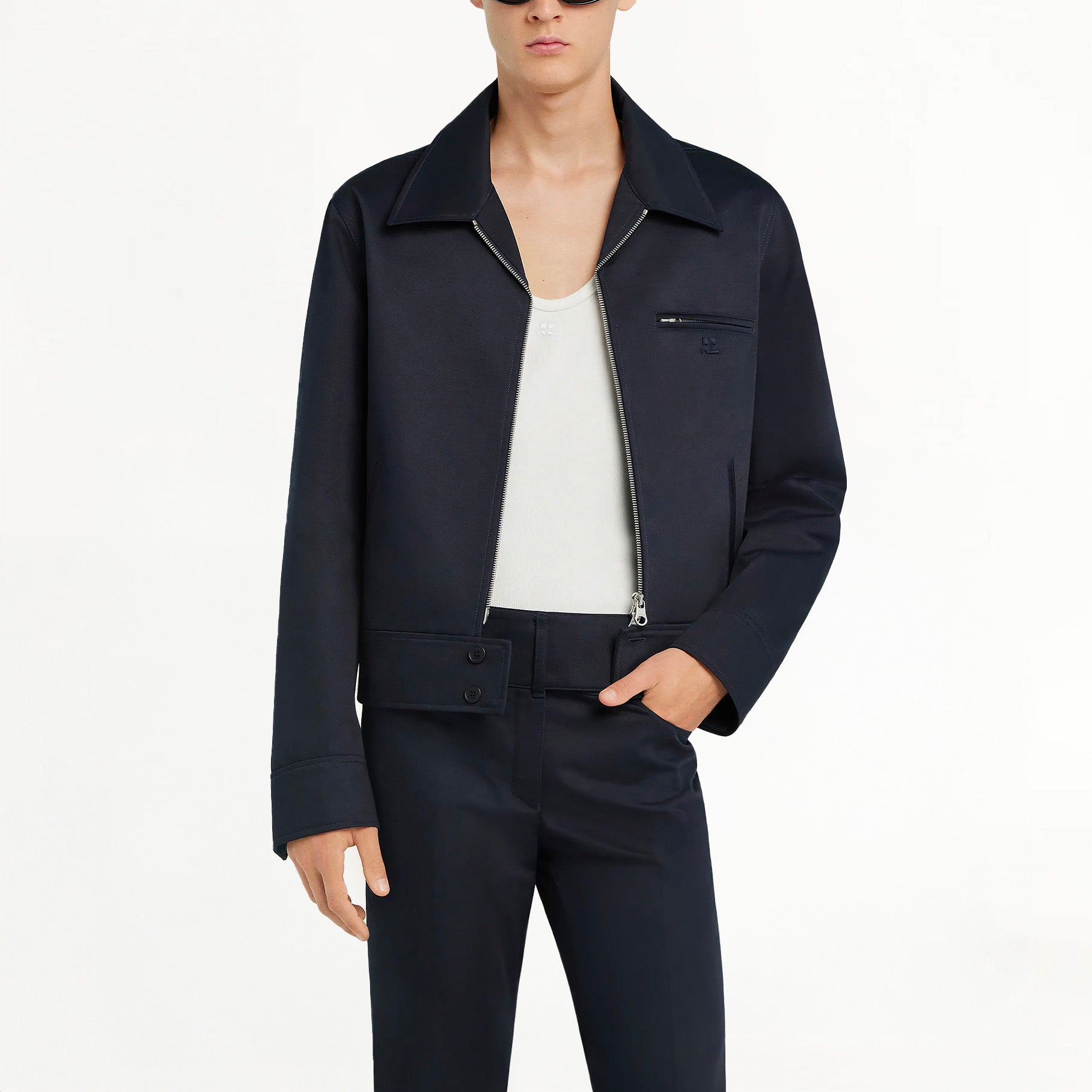 Veste Homme Courrèges Officer Zippée Marine
