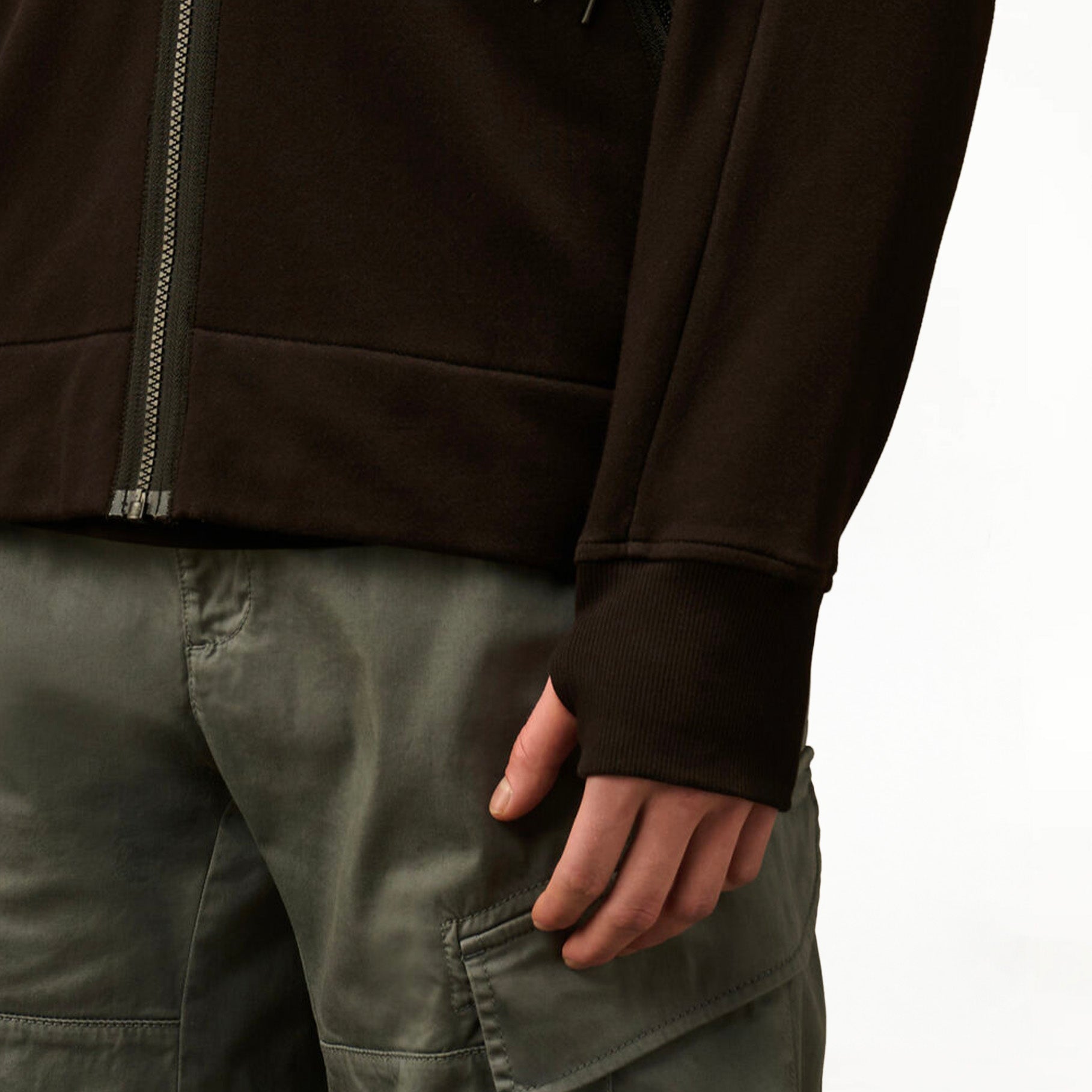 Sweat CP Company Diagonal Raised Fleece Goggle Zip Black