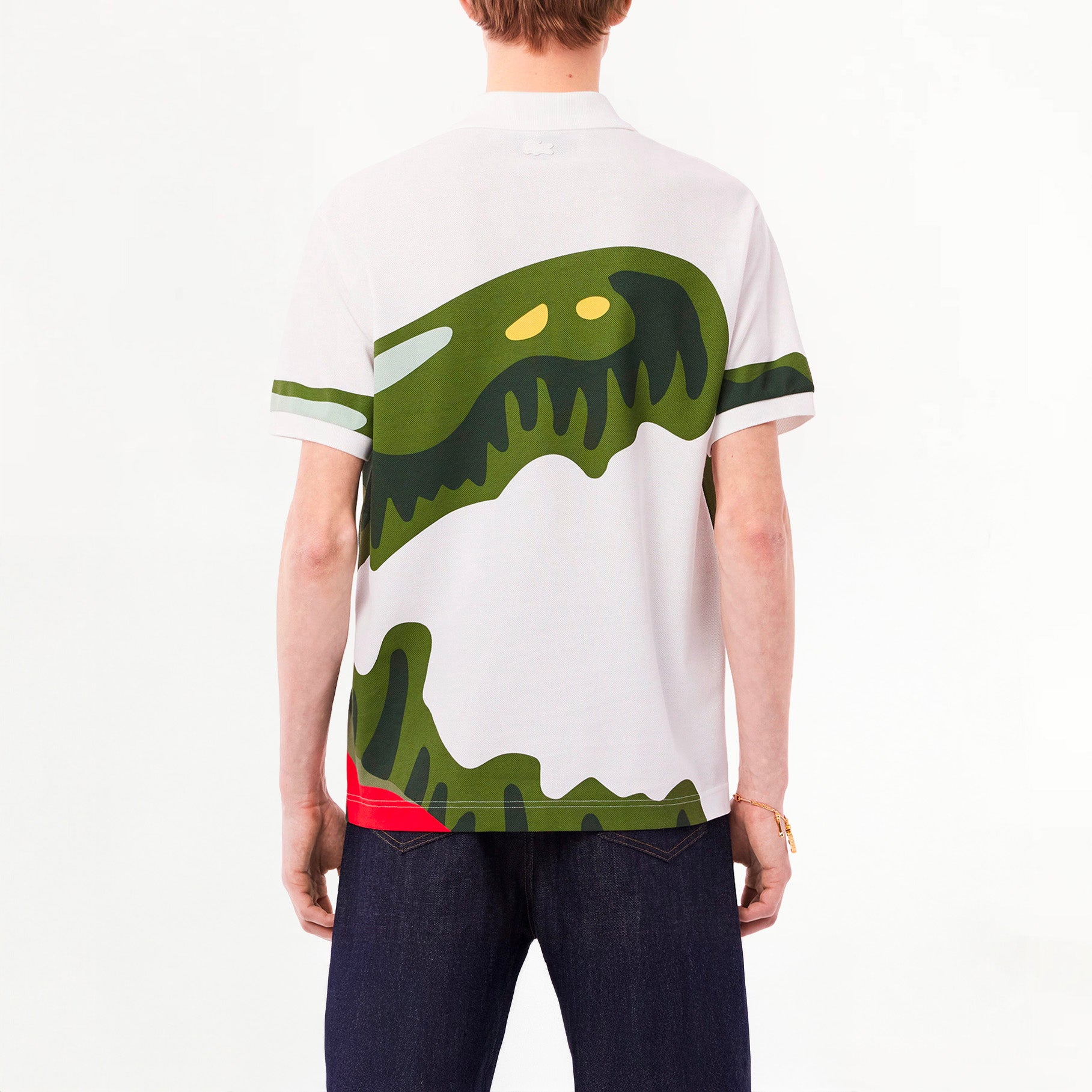 Lacoste Men's Fashion Show Crocodile Polo Shirt, White/Green