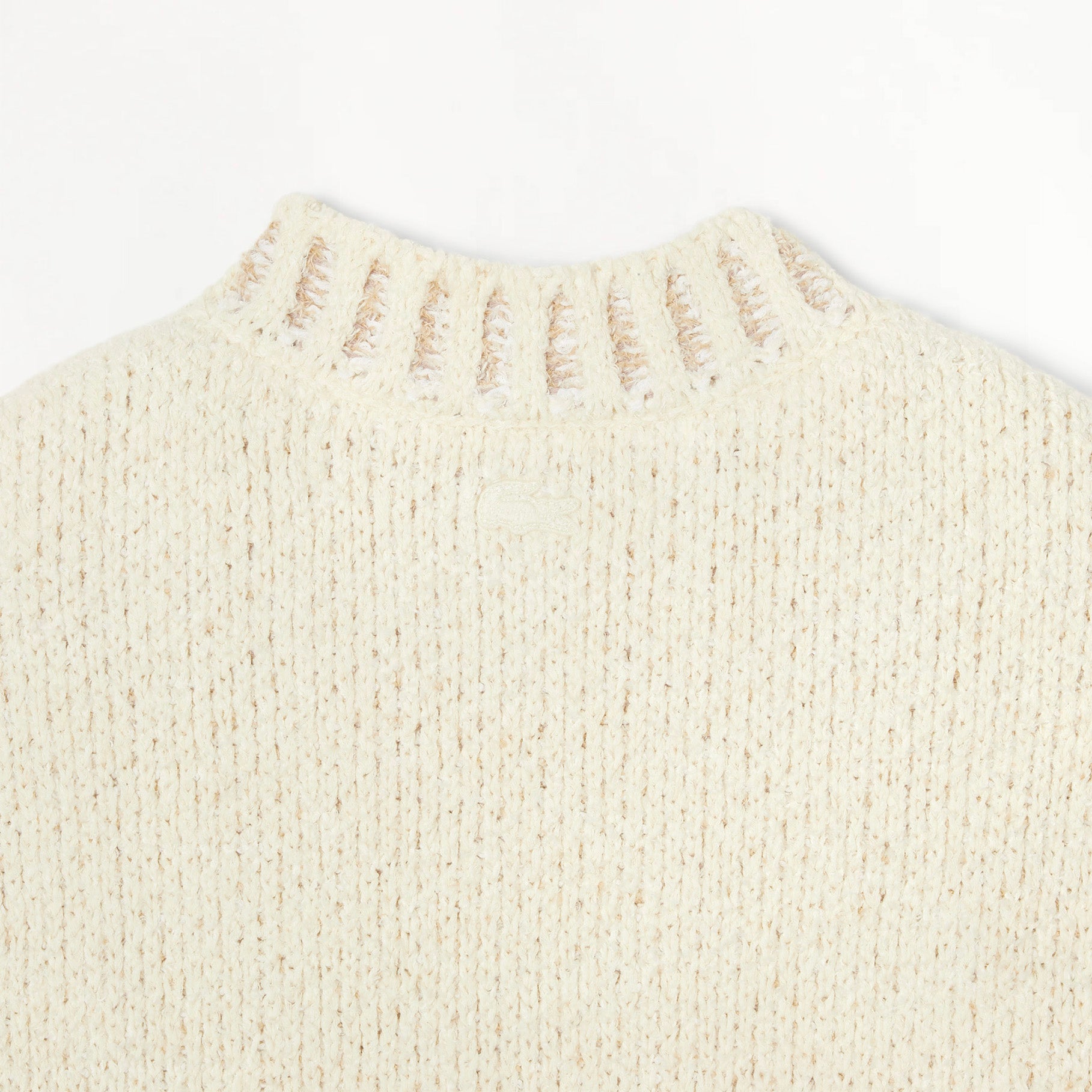 Pull Homme Lacoste Défilé Jacquard Crocodile Écru