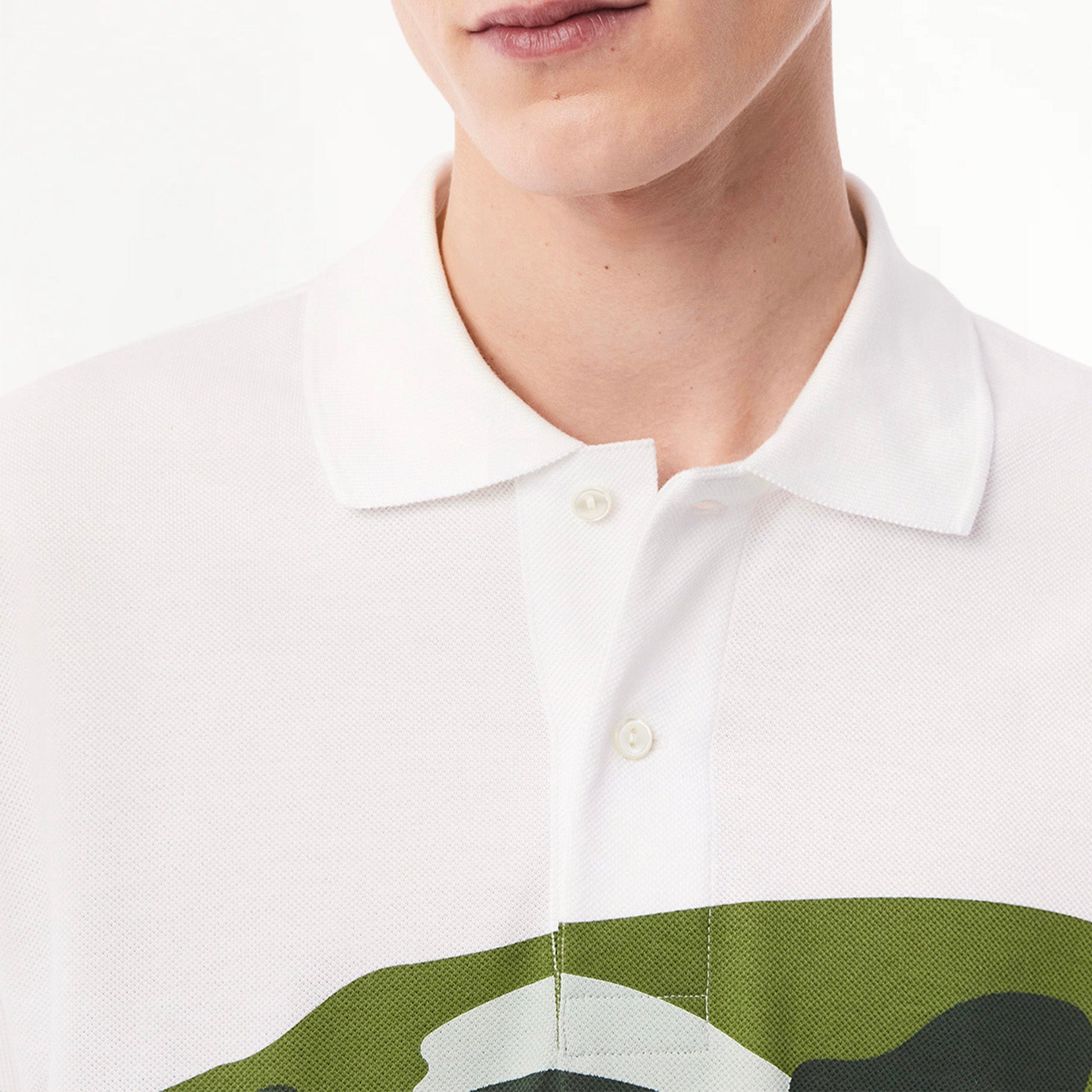 Lacoste Men's Fashion Show Crocodile Polo Shirt, White/Green