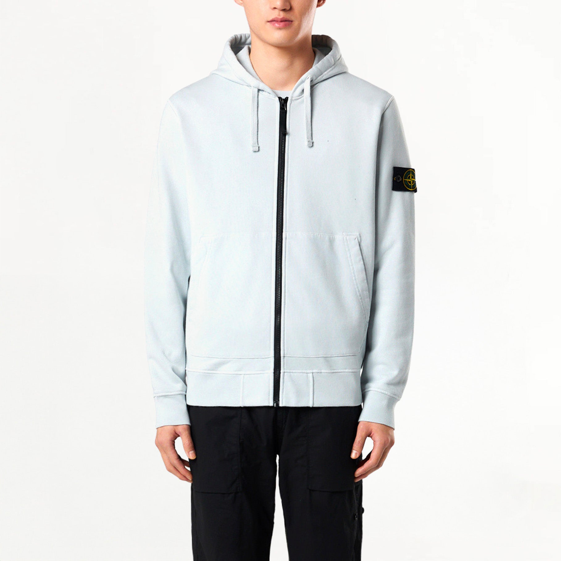 Sweat-shirt Zippé Stone Island Organic Cotton Fleece 6100042 Sky Blue