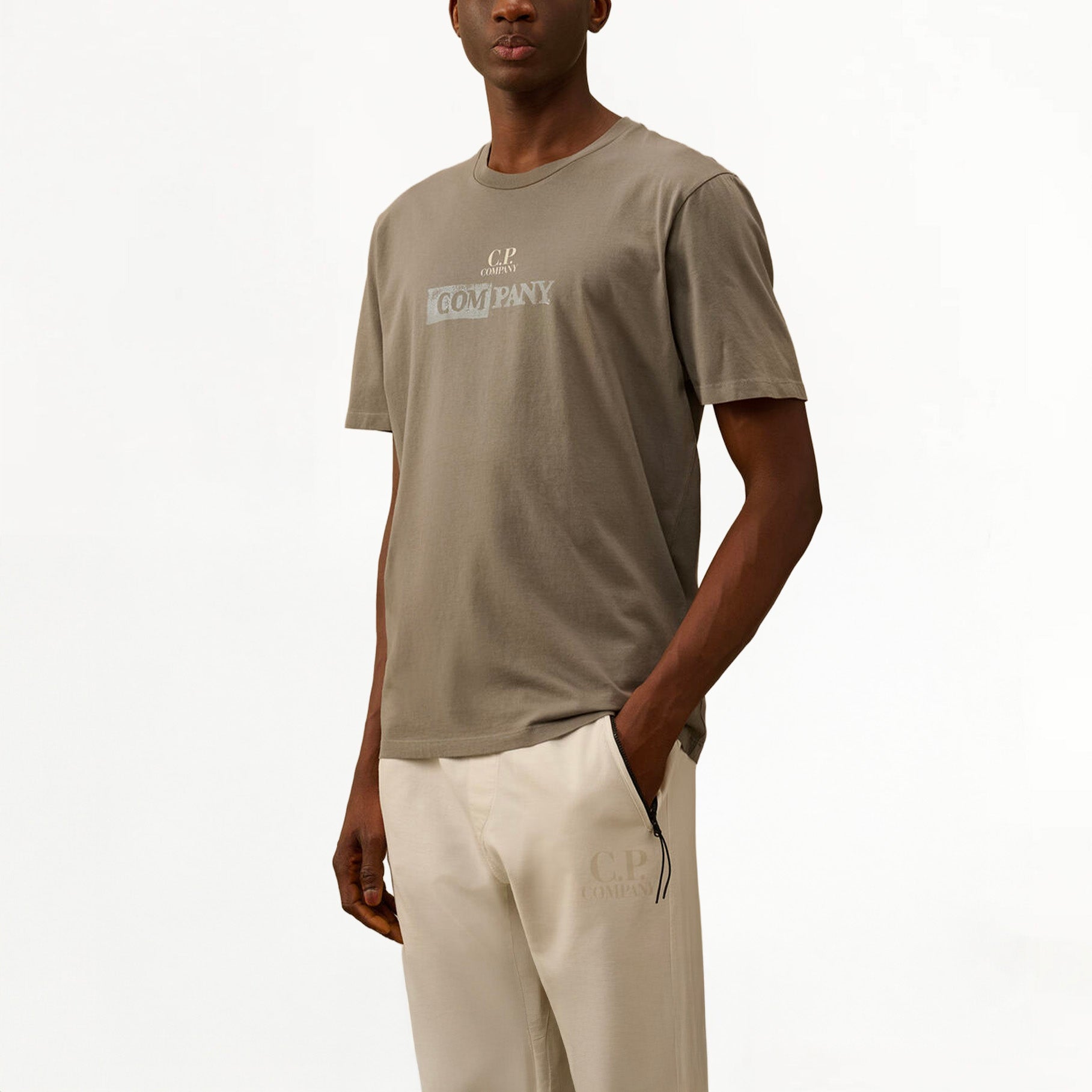 T-shirt C.P Company 24/1 Jersey Logo Smoked Pearl