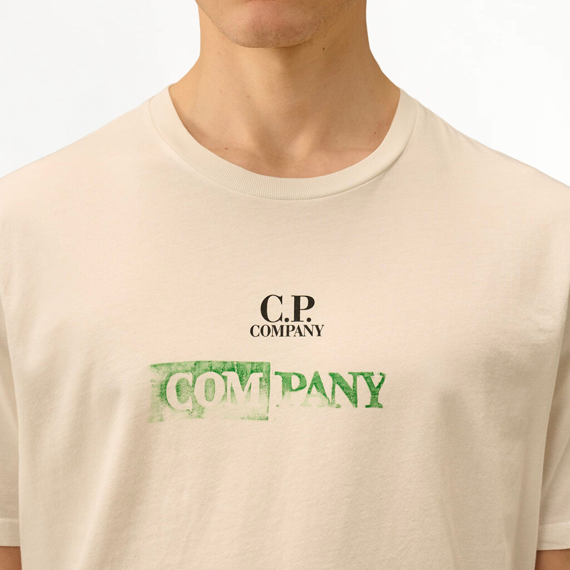 T-shirt C.P Company 24/1 Jersey Logo Blanc Casse