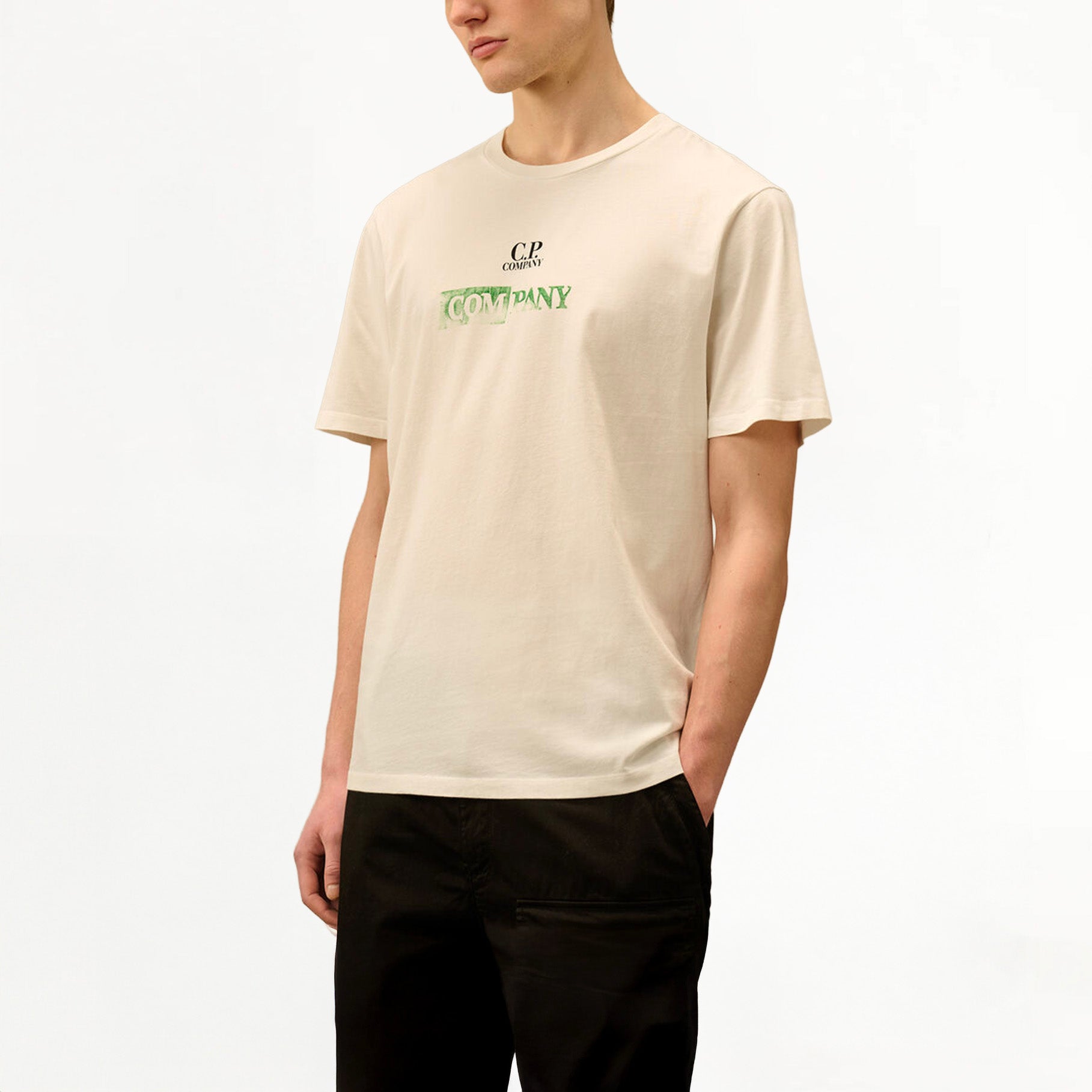T-shirt C.P Company 24/1 Jersey Logo Blanc Casse