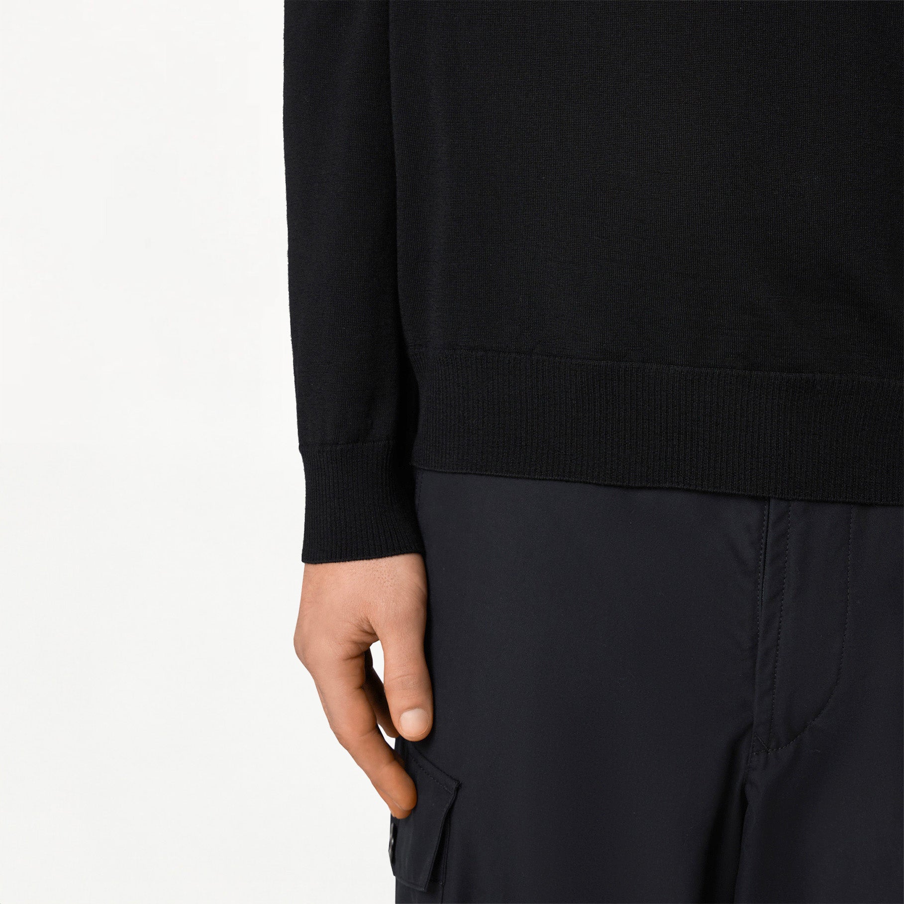 Polo Stone Island Ghost Manches Longues en Laine RWS 5100071 Noir