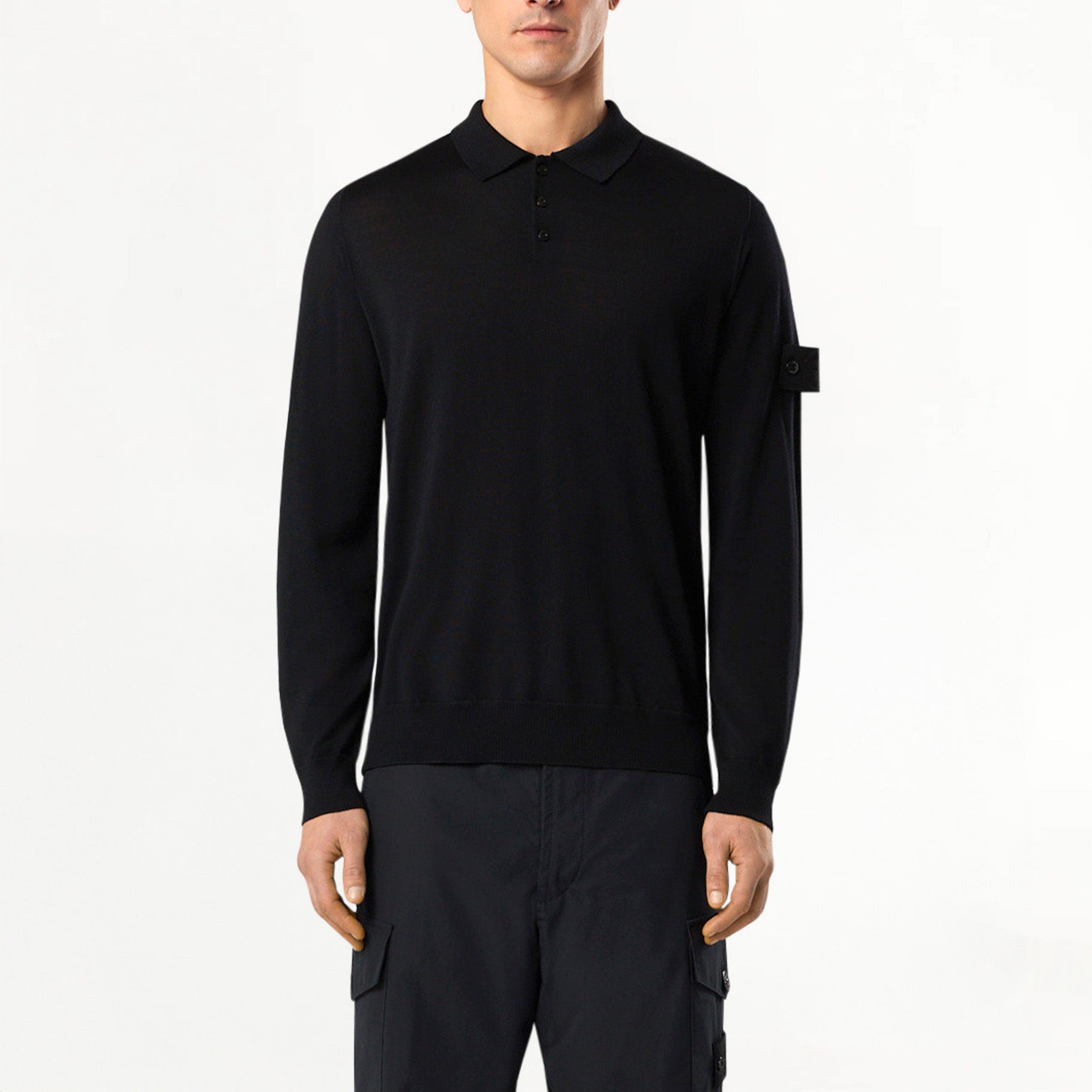 Polo Stone Island Ghost Manches Longues en Laine RWS 5100071 Noir