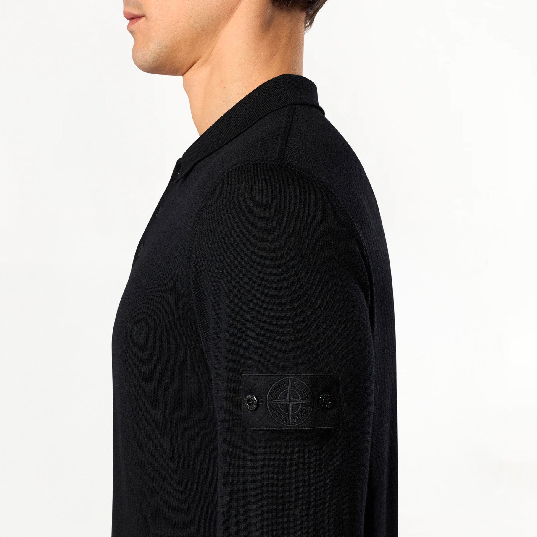 Polo Stone Island Ghost Manches Longues en Laine RWS 5100071 Noir