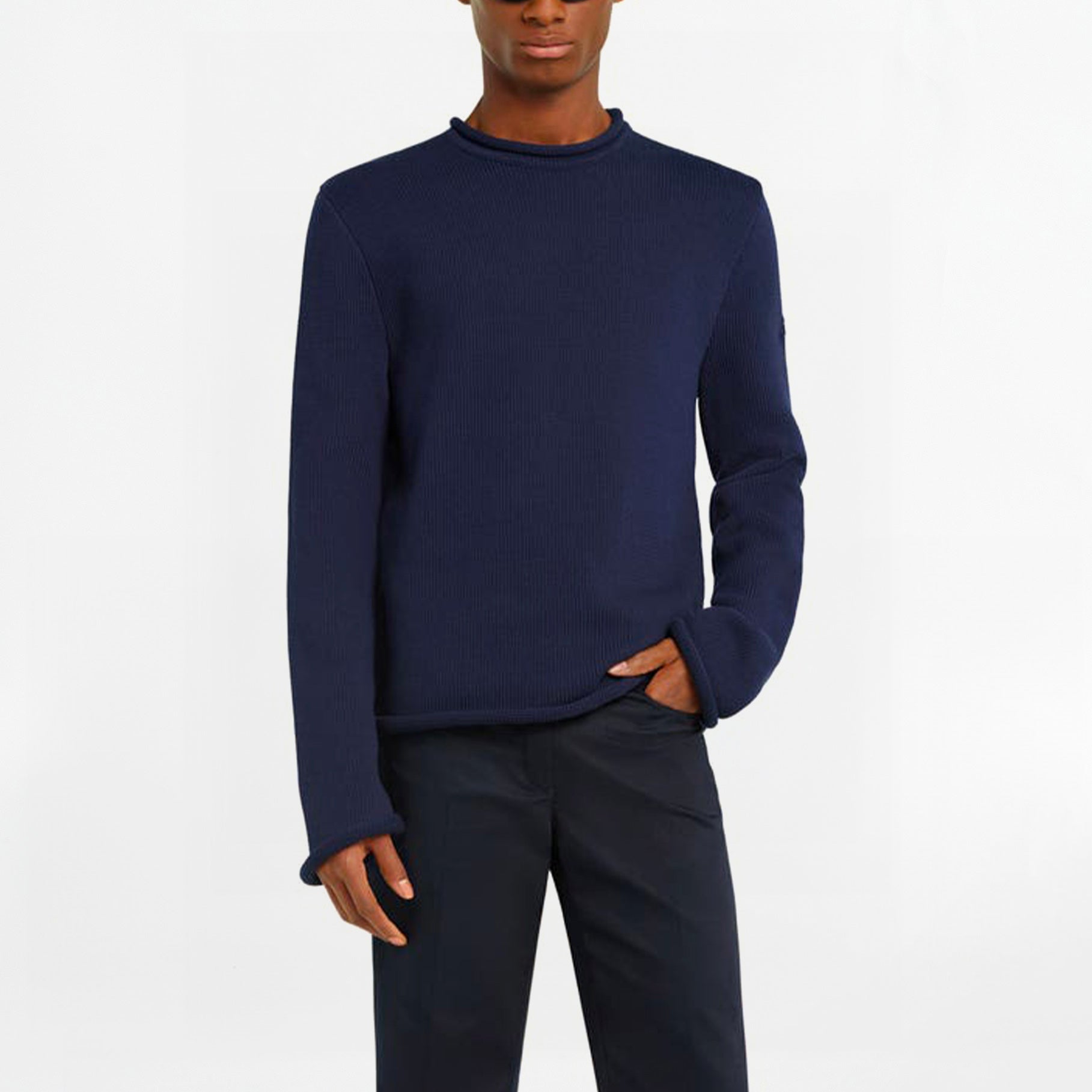 Pull côtelé Courrèges AC Logo Navy