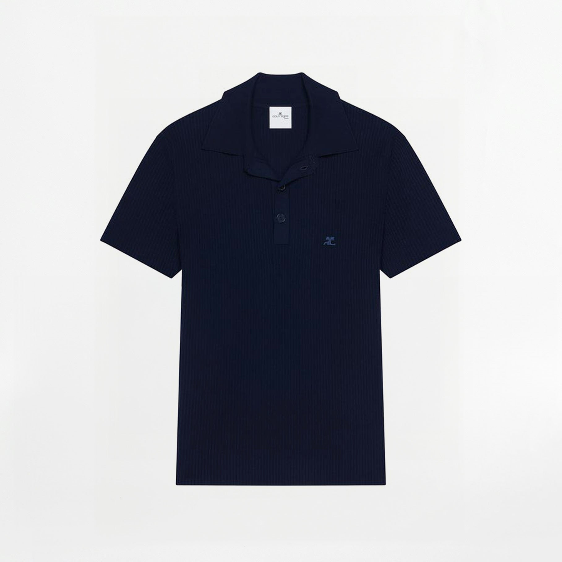 Polo maille côtelée Courrèges AC Logo Navy