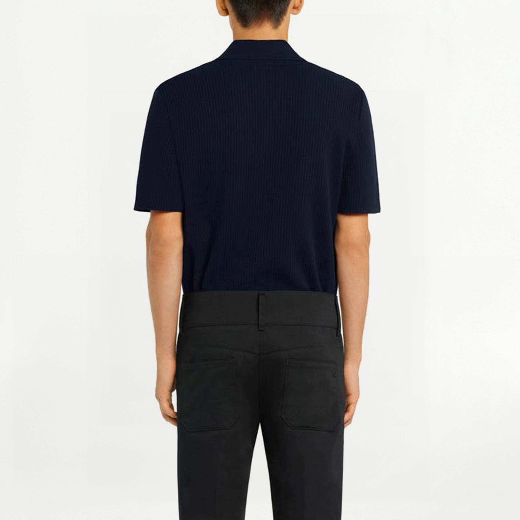 Polo maille côtelée Courrèges AC Logo Navy