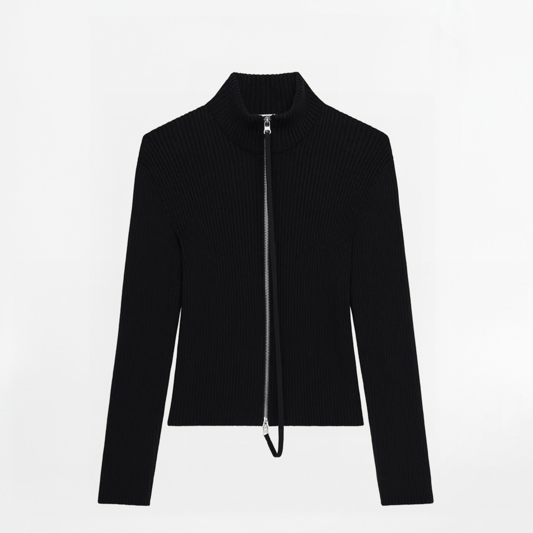 Cardigan zippé côtelé Courrèges Noir