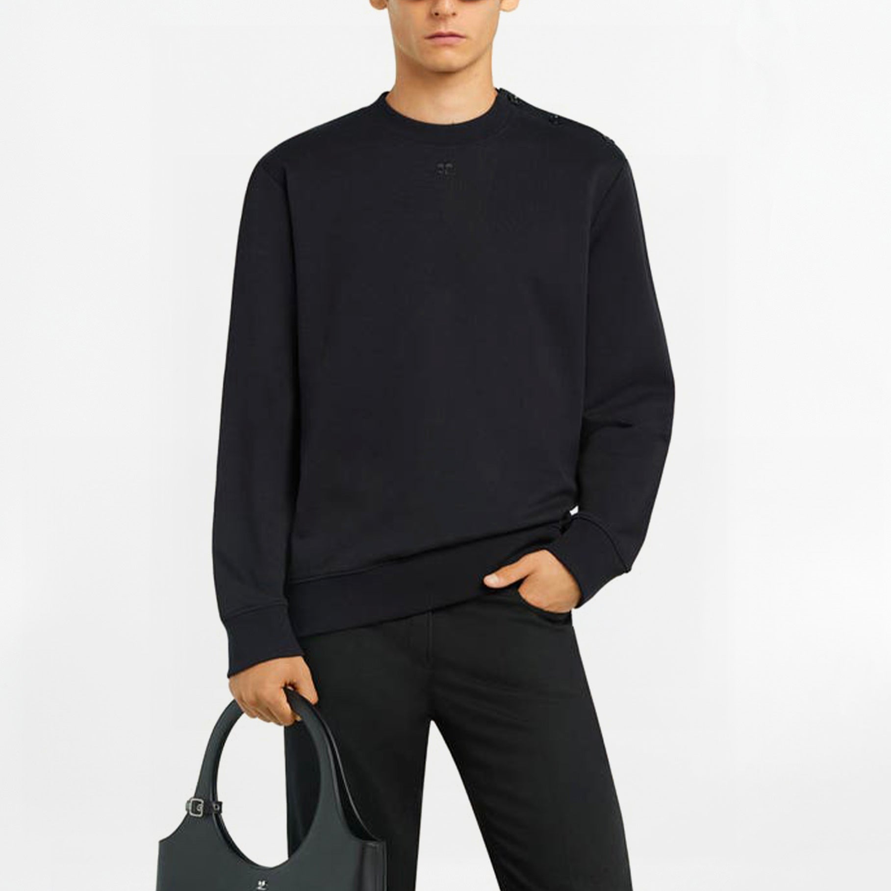 Pull molleton boutonné Courrèges AC Logo Noir