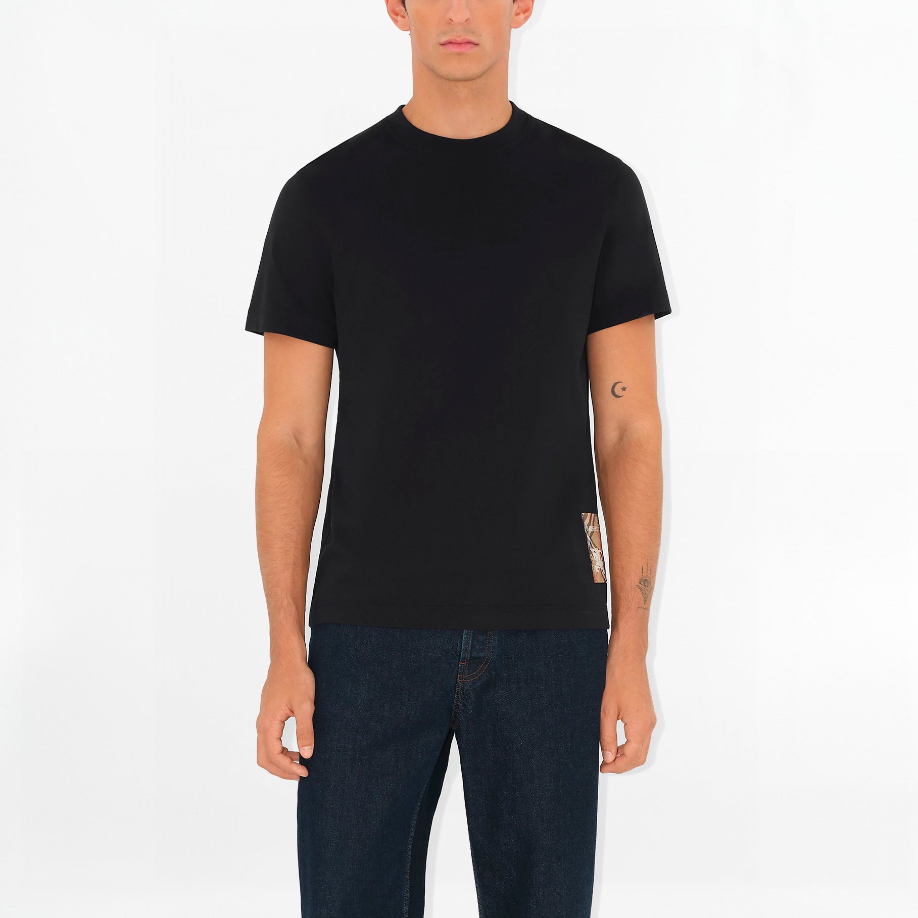 T-shirt en Coton Burberry avec Étiquette Check Noir