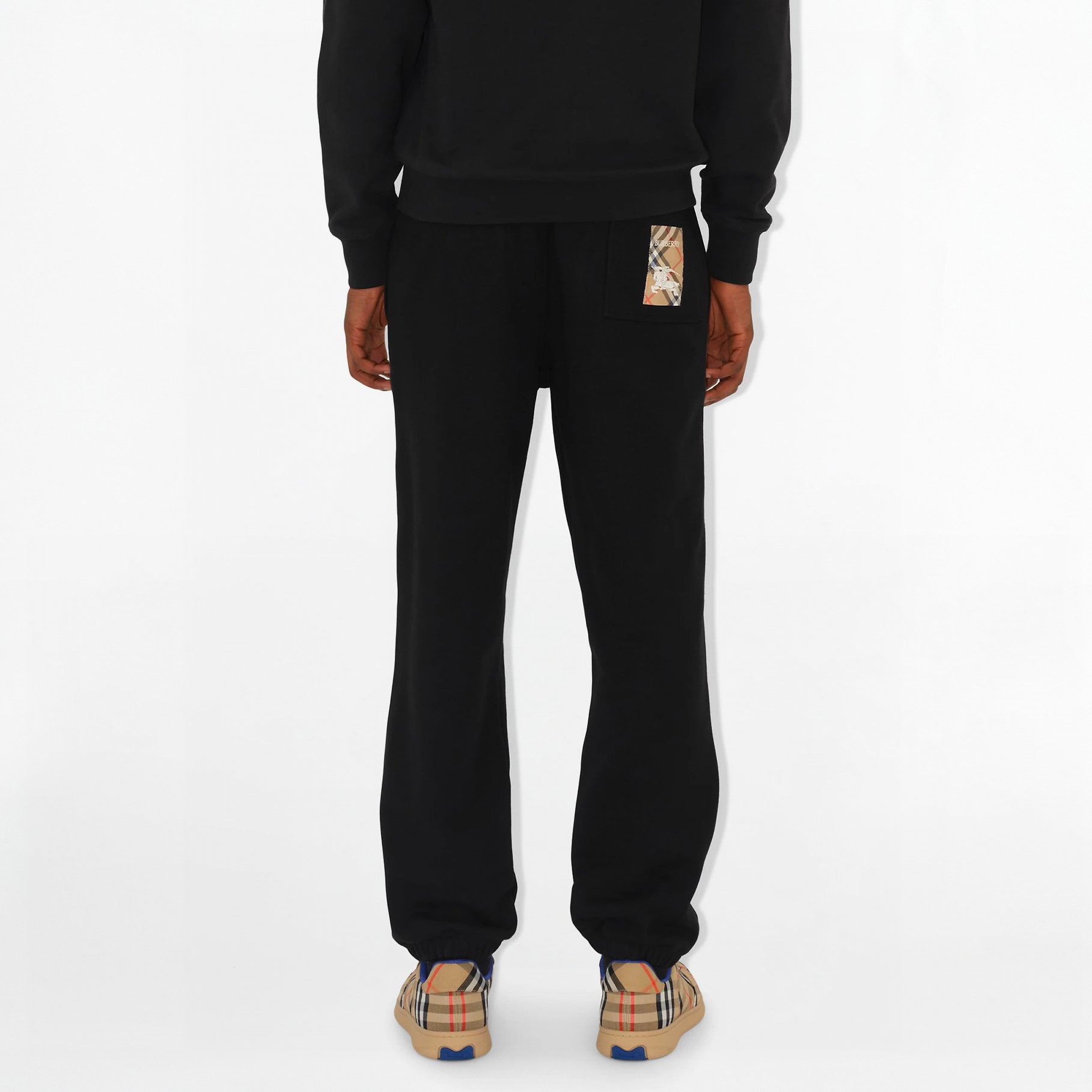 Pantalon de Jogging en Coton Burberry avec Étiquette Check Noir