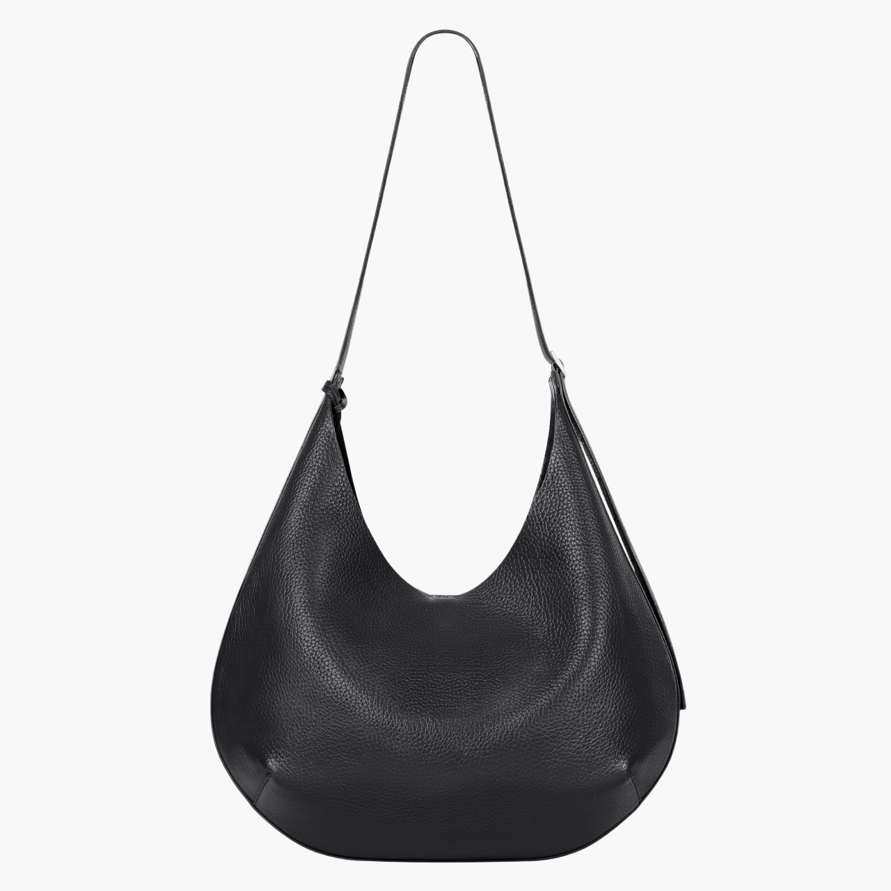 grained leather hobo bag with AC jewel