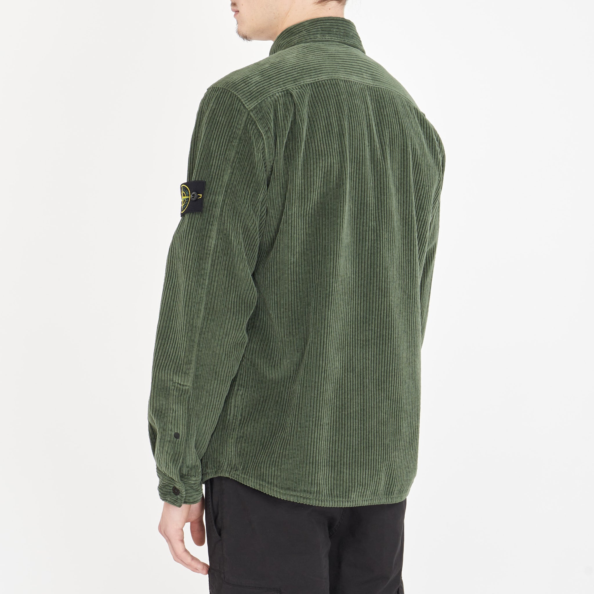 Surchemise Stone Island Côtelé Vert Kaki