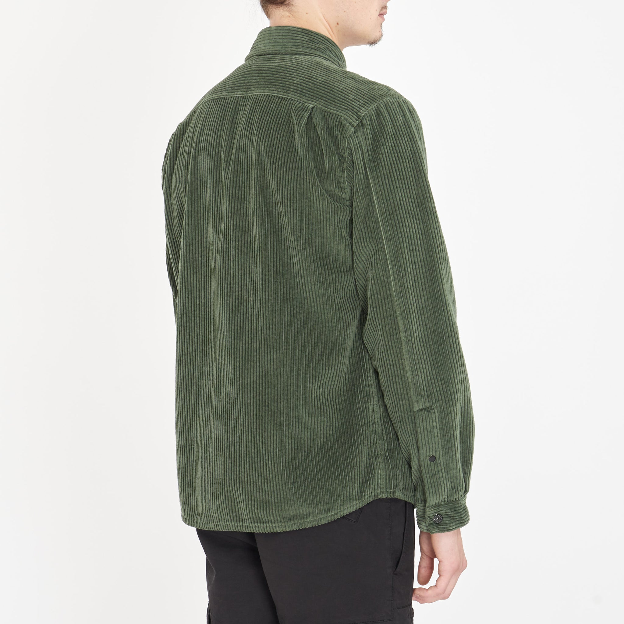 Surchemise Stone Island Côtelé Vert Kaki