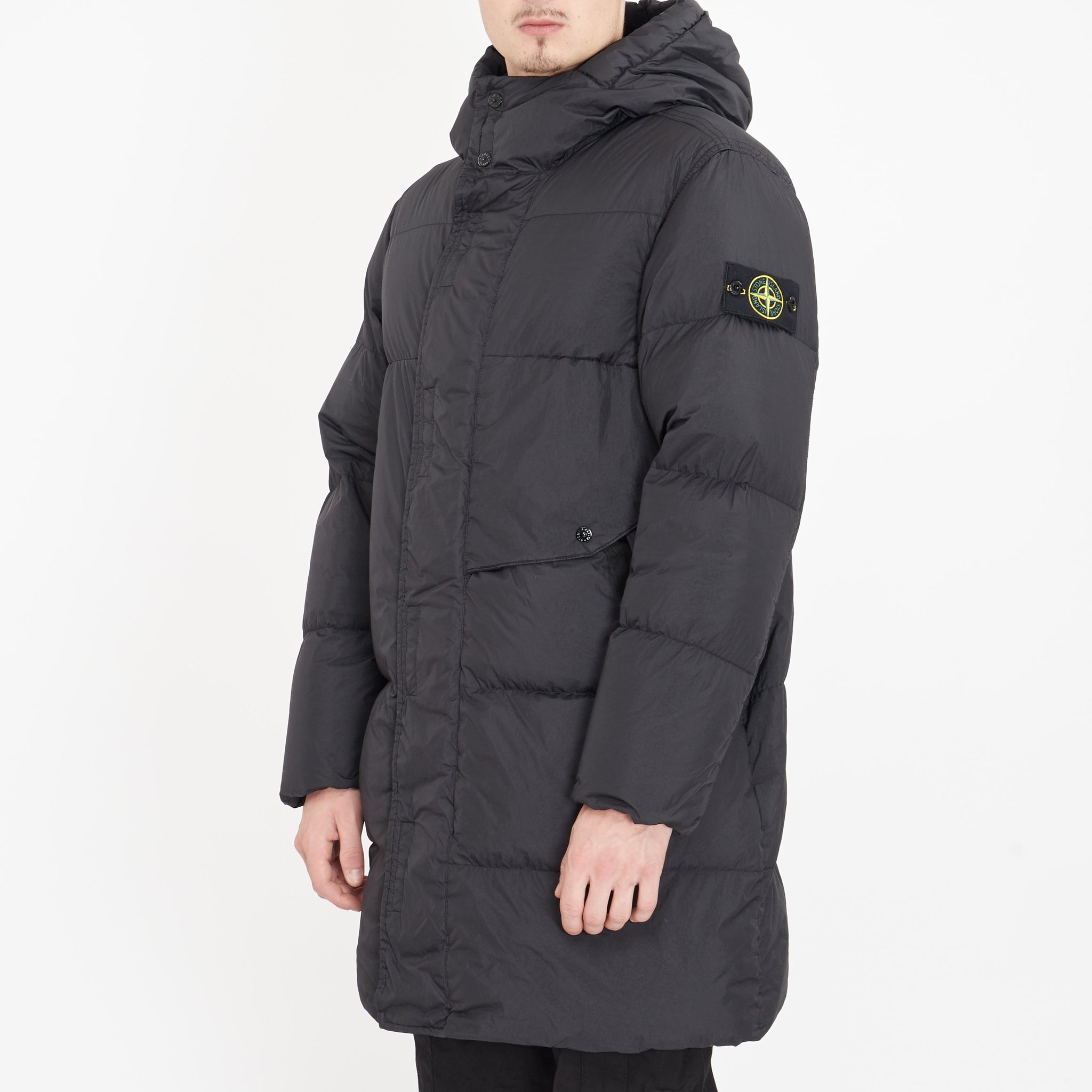 Doudoune Stone Island Garment Dyed Crickle Longue Noir