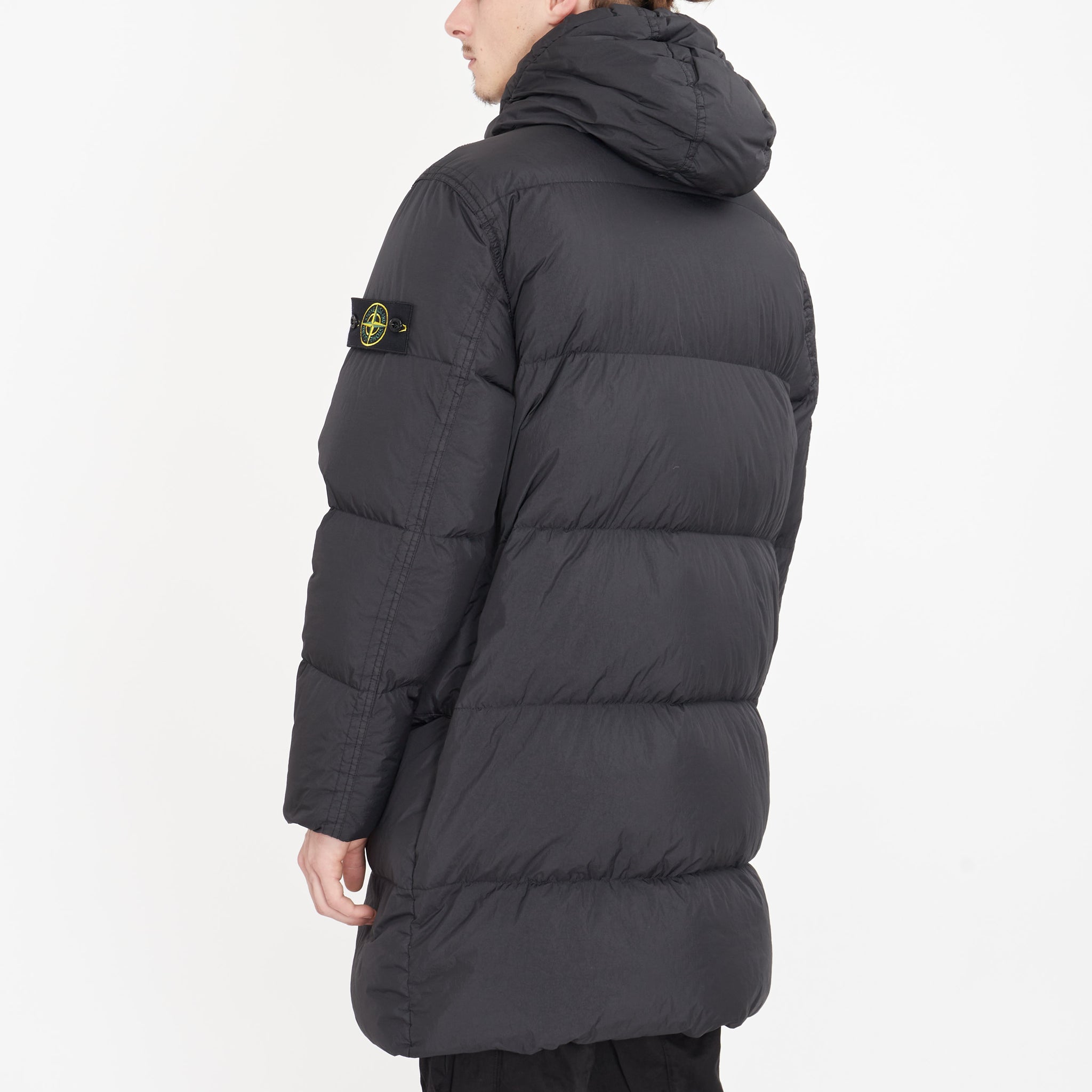 Doudoune Stone Island Garment Dyed Crickle Longue Noir
