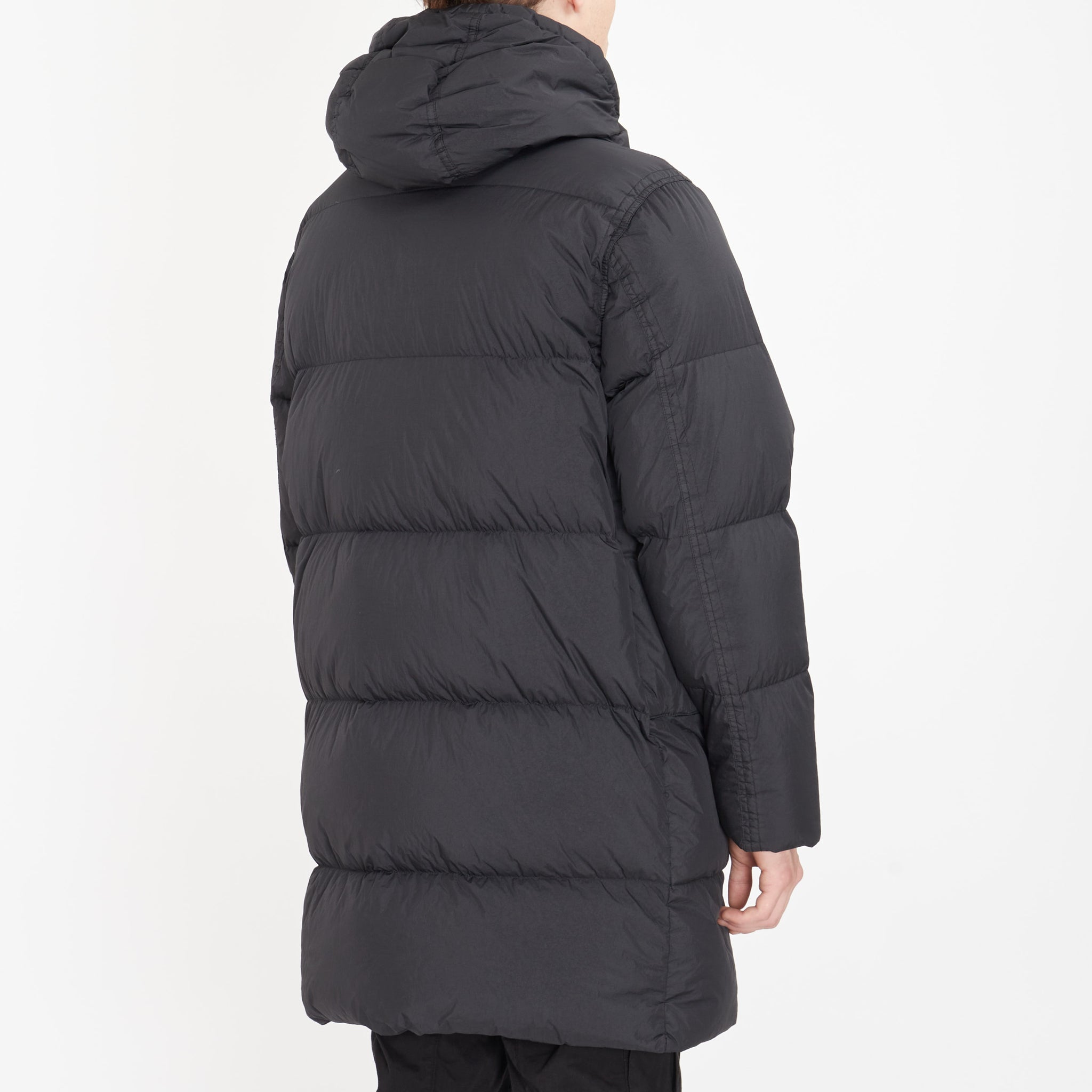 Doudoune Stone Island Garment Dyed Crickle Longue Noir