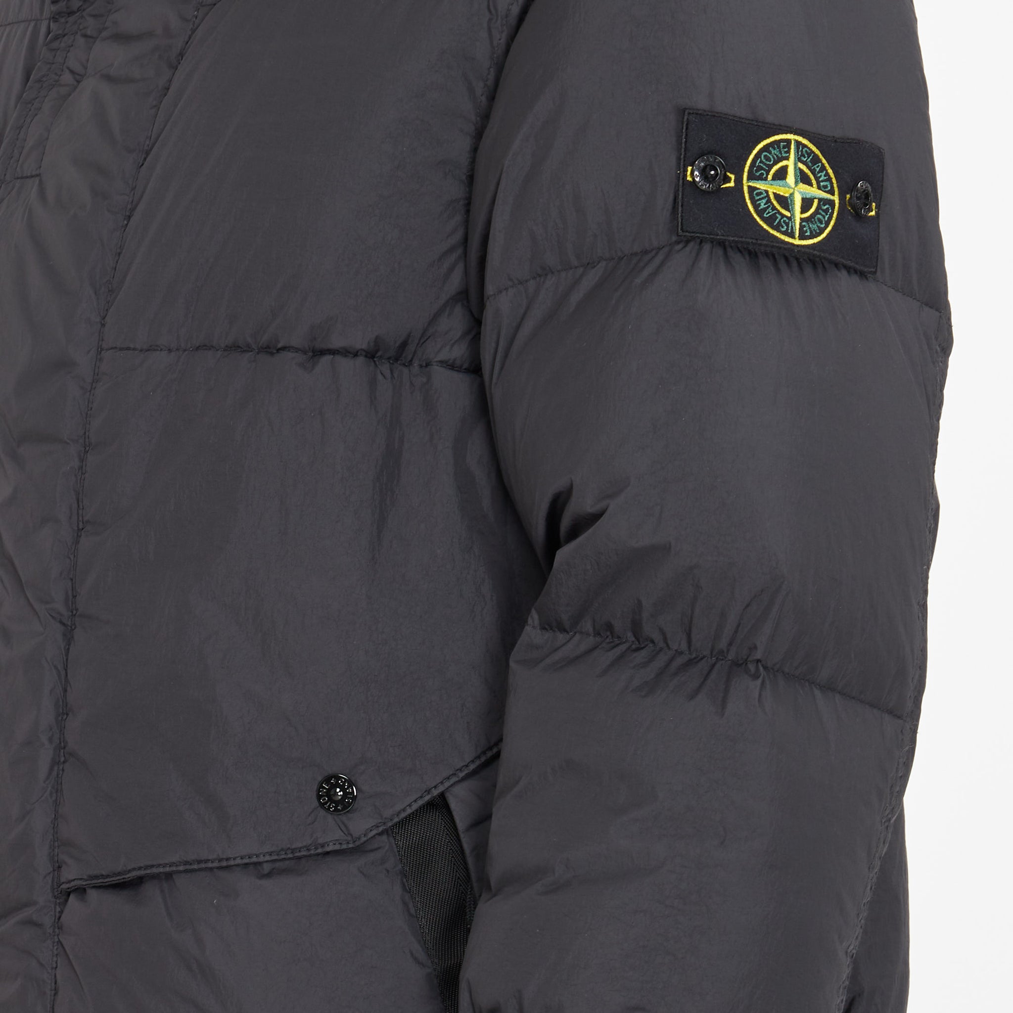 Doudoune Stone Island Garment Dyed Crickle Longue Noir