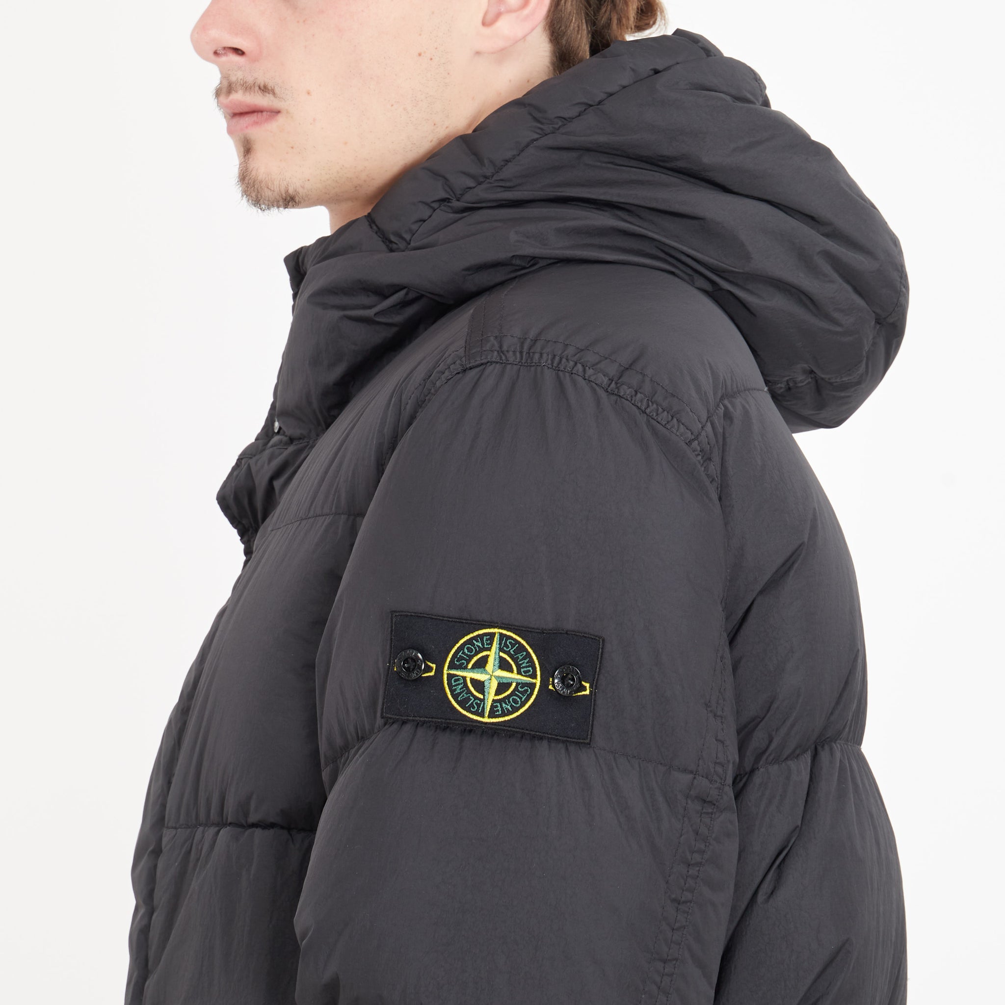 Doudoune Stone Island Garment Dyed Crickle Longue Noir