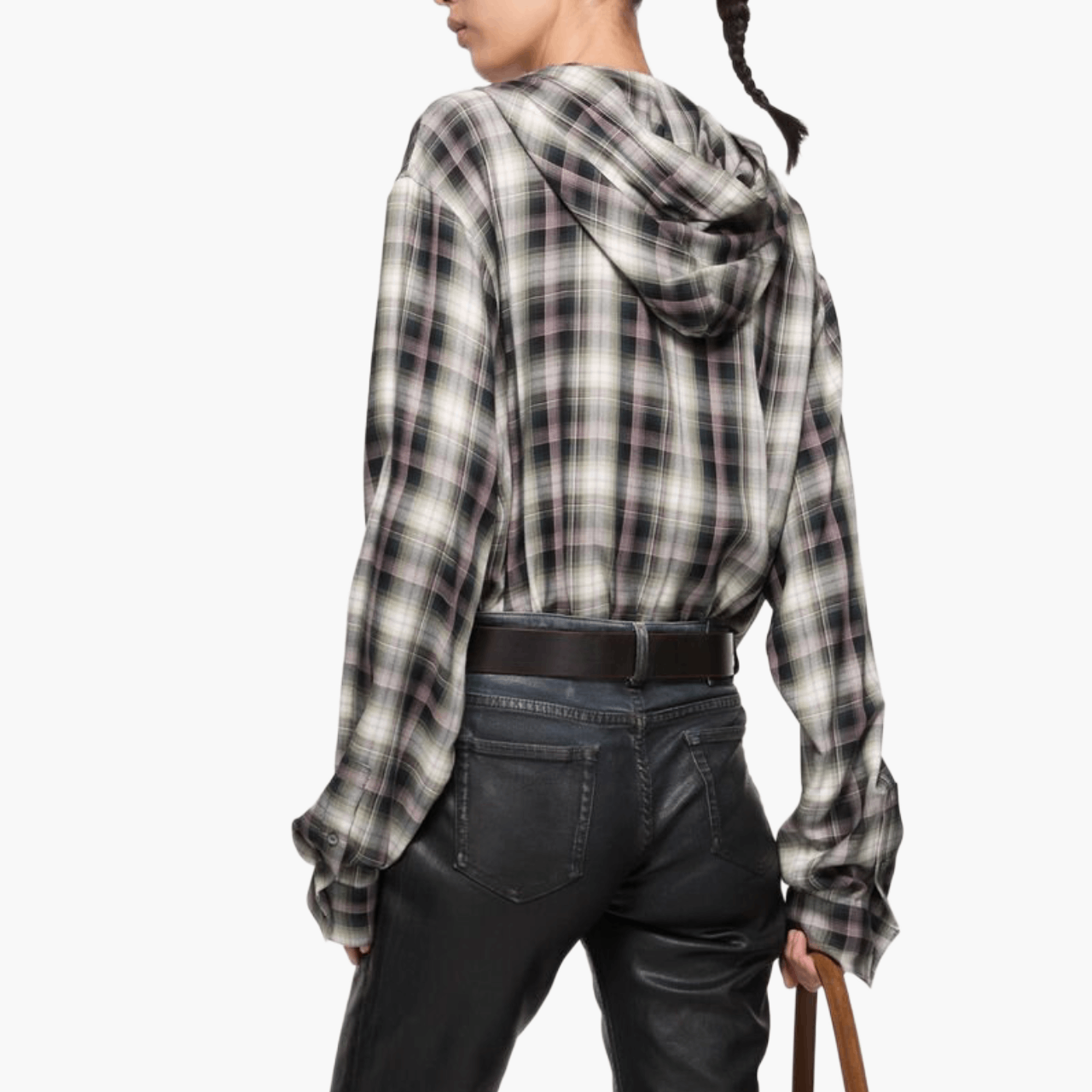 Surchemise à capuche à carreaux noir/vert