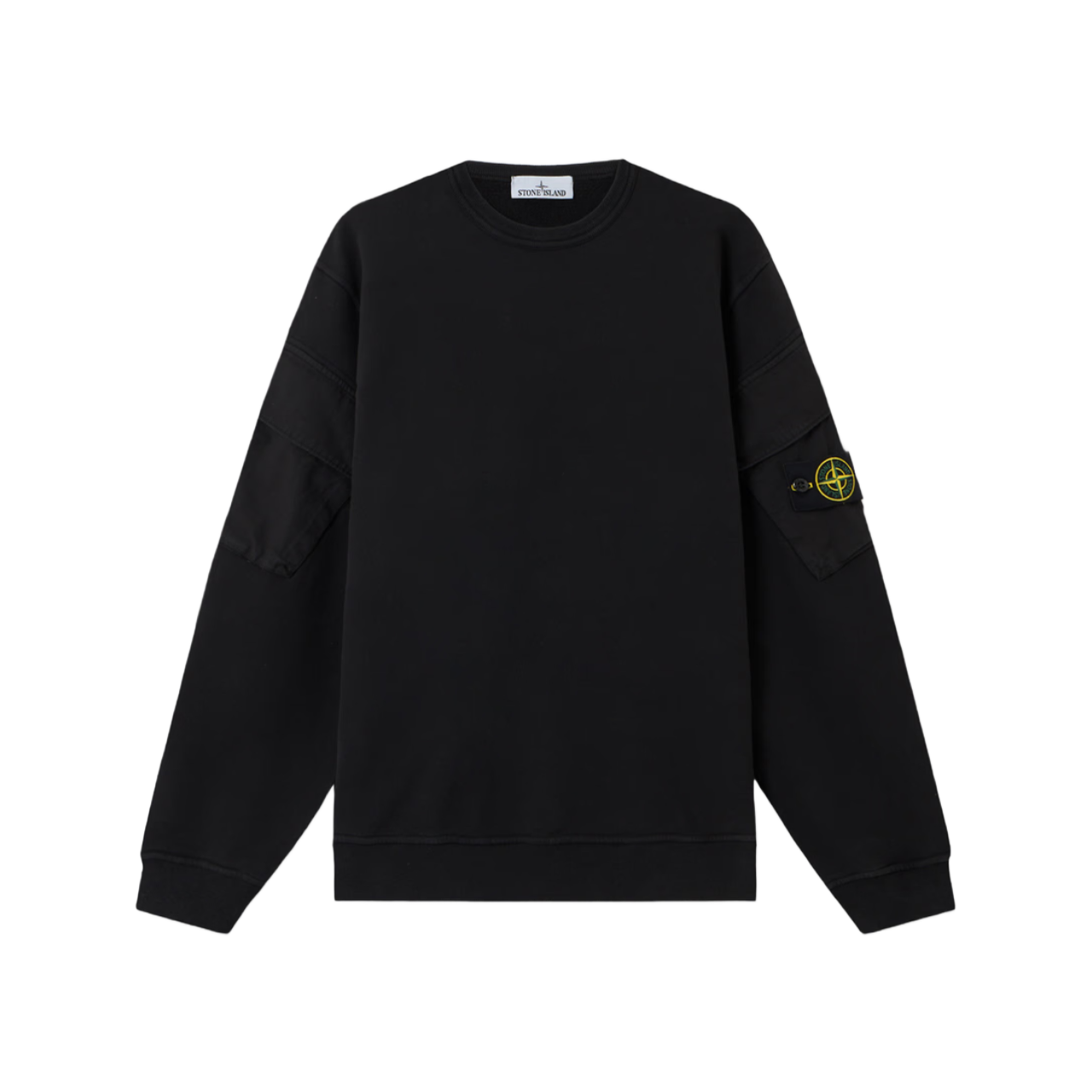 Sweat Stone Island coton bio brossé noir