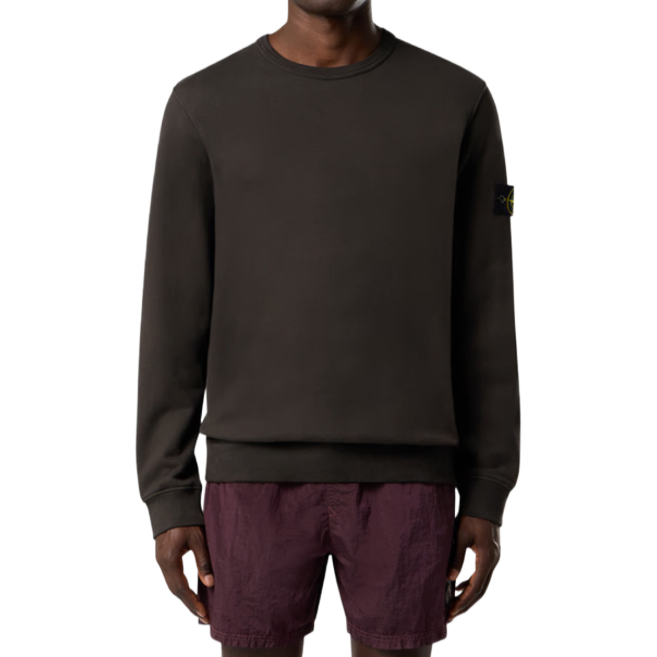 Sweat Stone Island insert côtelé gris plomb